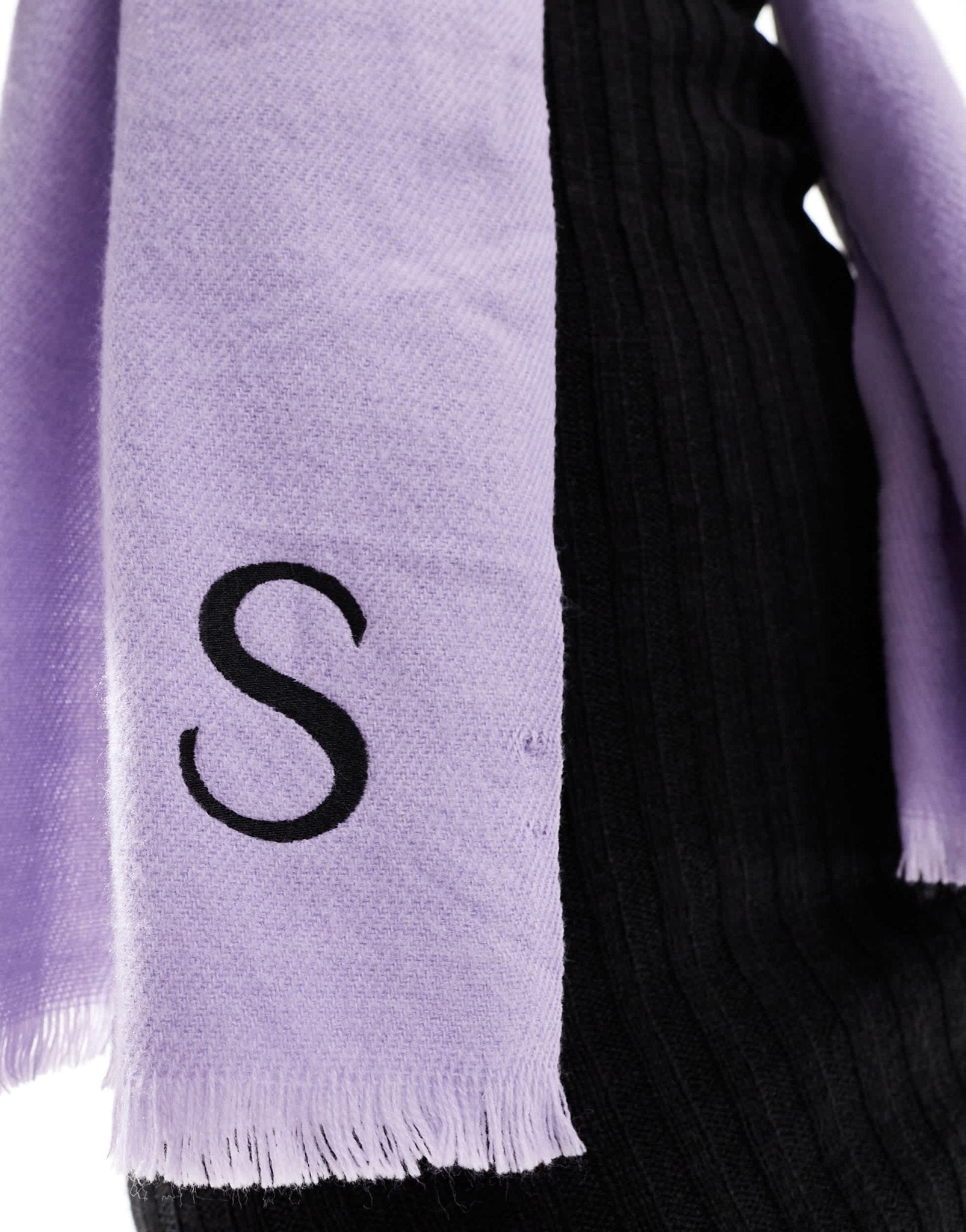 ASOS DESIGN monogram raw edge scarf with S initial in lilac - ASOS Sample Sale EU Store