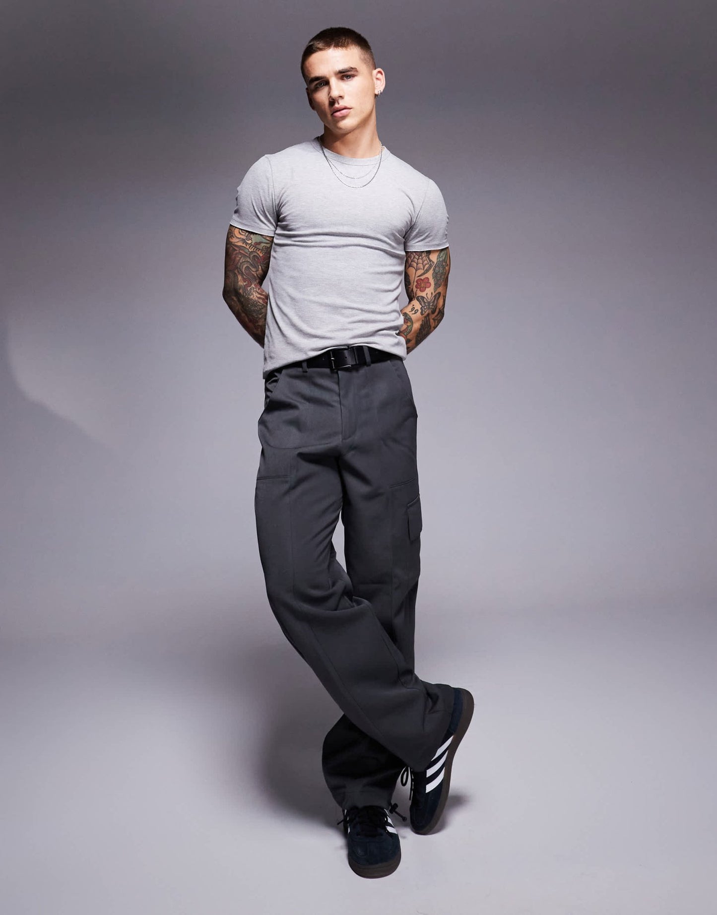 ASOS DESIGN muscle fit cropped t-shirt with cap sleeve in grey marl - ASOS Sample Sale EU Store