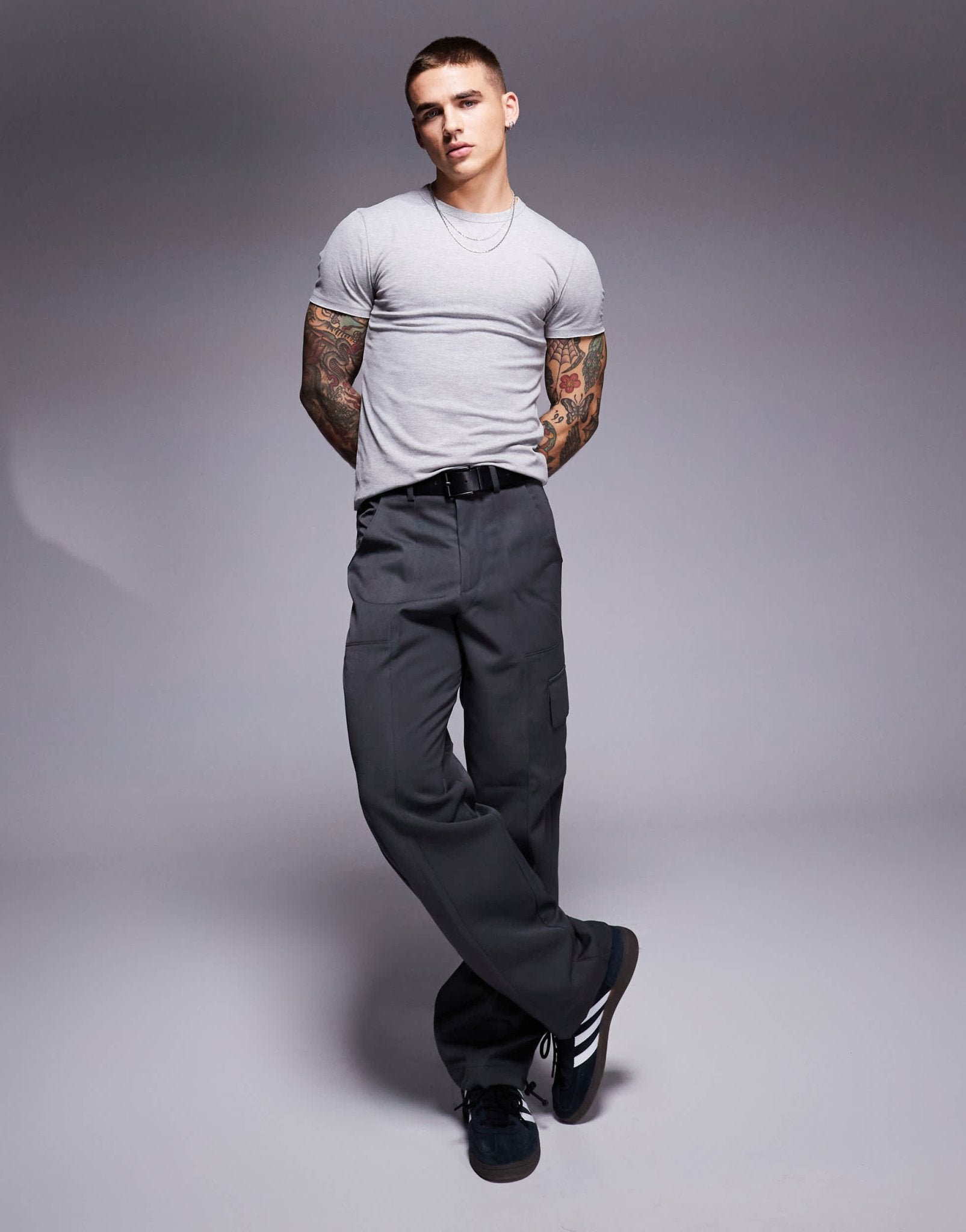 ASOS DESIGN muscle fit cropped t-shirt with cap sleeve in grey marl - ASOS Sample Sale EU Store