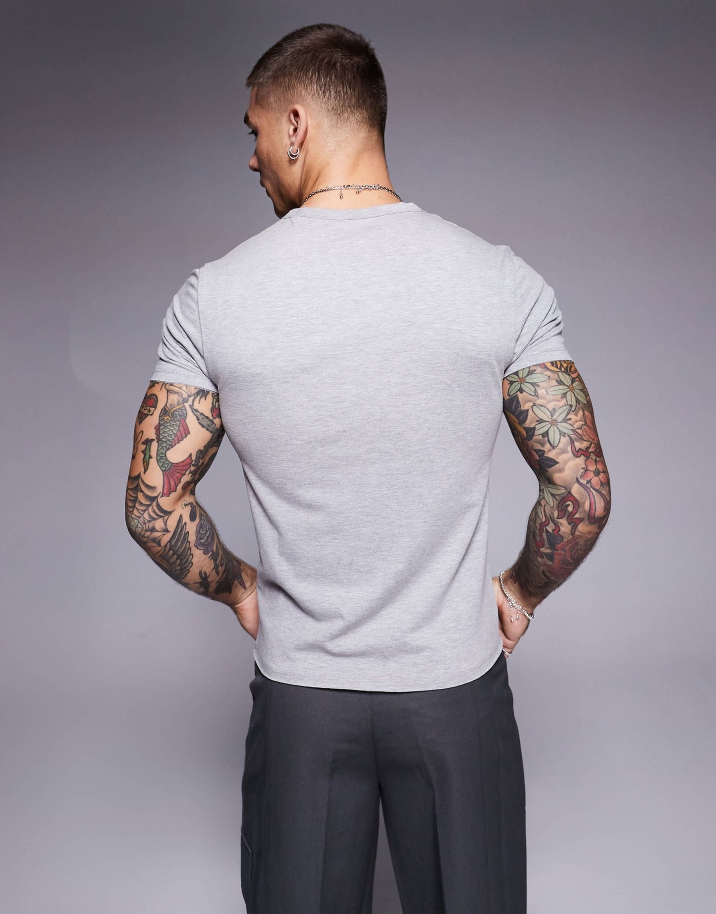 ASOS DESIGN muscle fit cropped t-shirt with cap sleeve in grey marl - ASOS Sample Sale EU Store