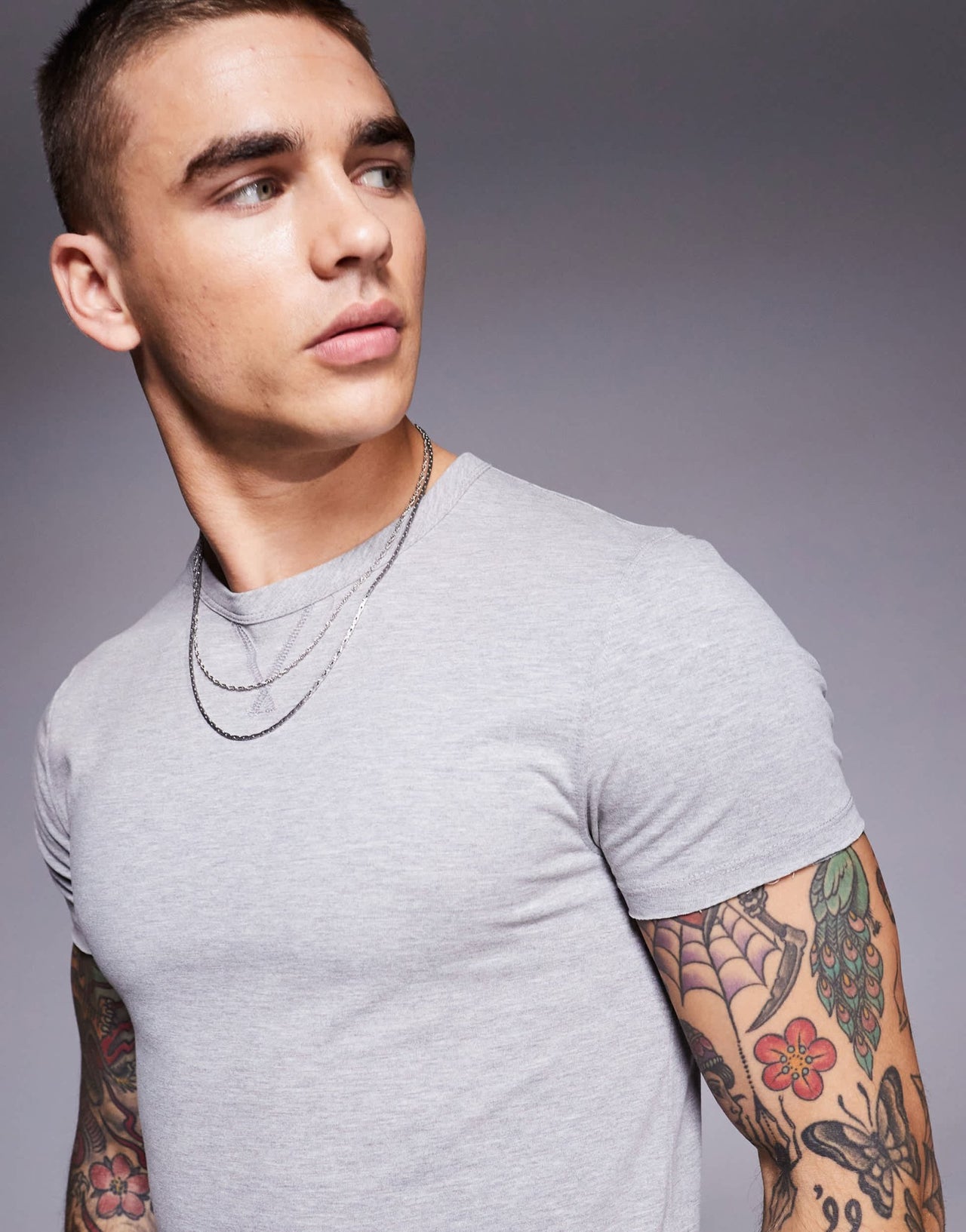 ASOS DESIGN muscle fit cropped t-shirt with cap sleeve in grey marl - ASOS Sample Sale EU Store