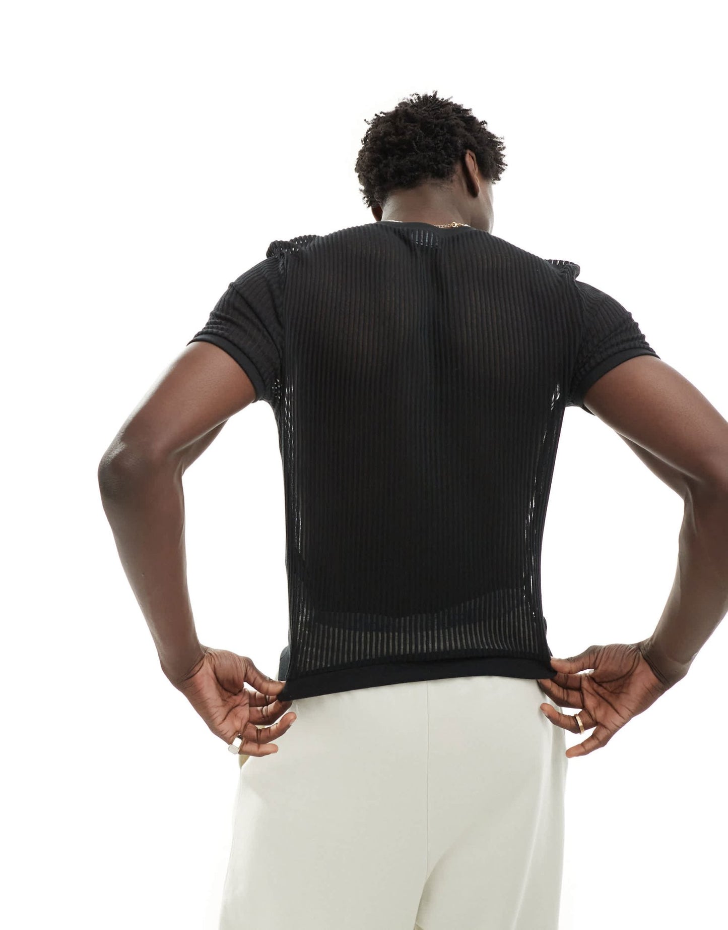 ASOS DESIGN muscle fit mesh t-shirt in black stripe - ASOS Sample Sale EU Store