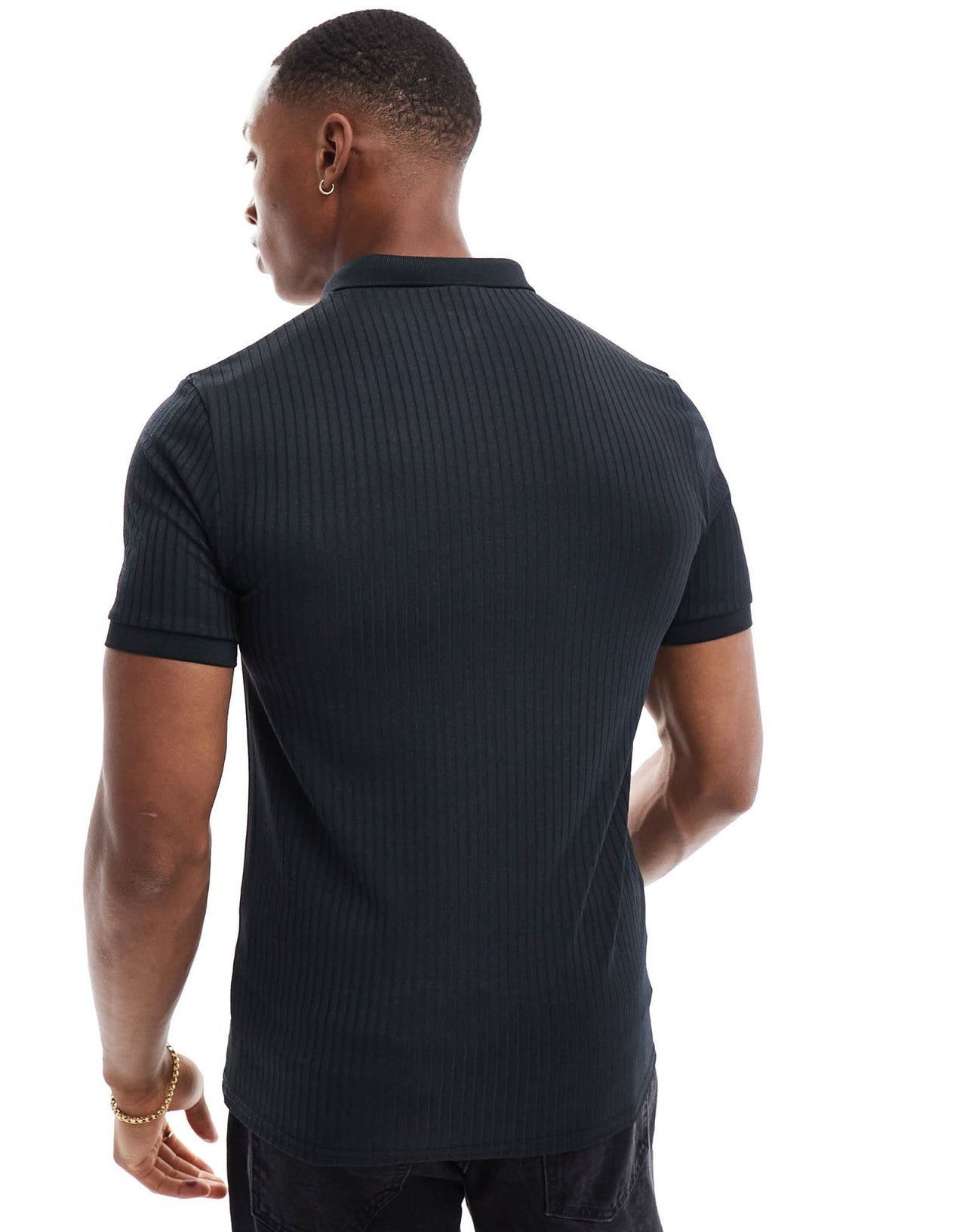 ASOS DESIGN muscle fit rib polo with zip in black - ASOS Sample Sale EU Store