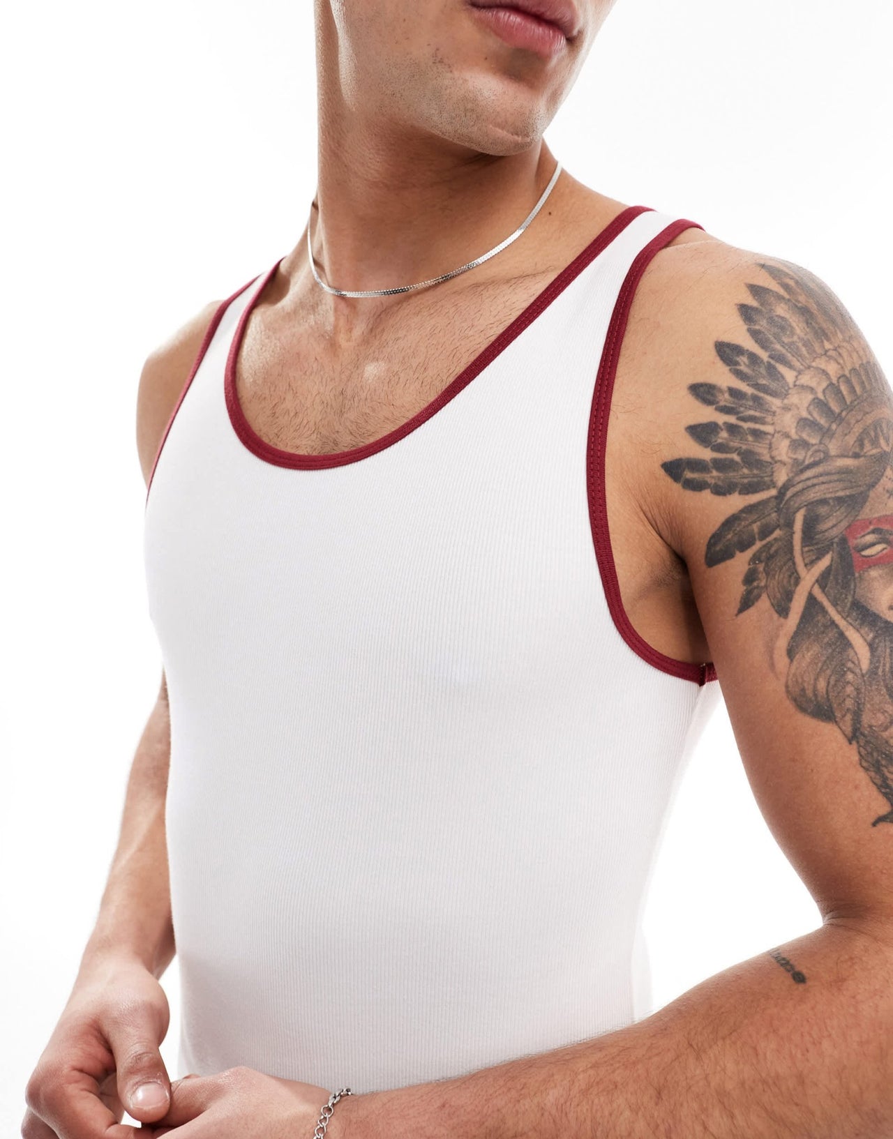 ASOS DESIGN muscle fit rib vest with contrast binding in white - ASOS Sample Sale EU Store
