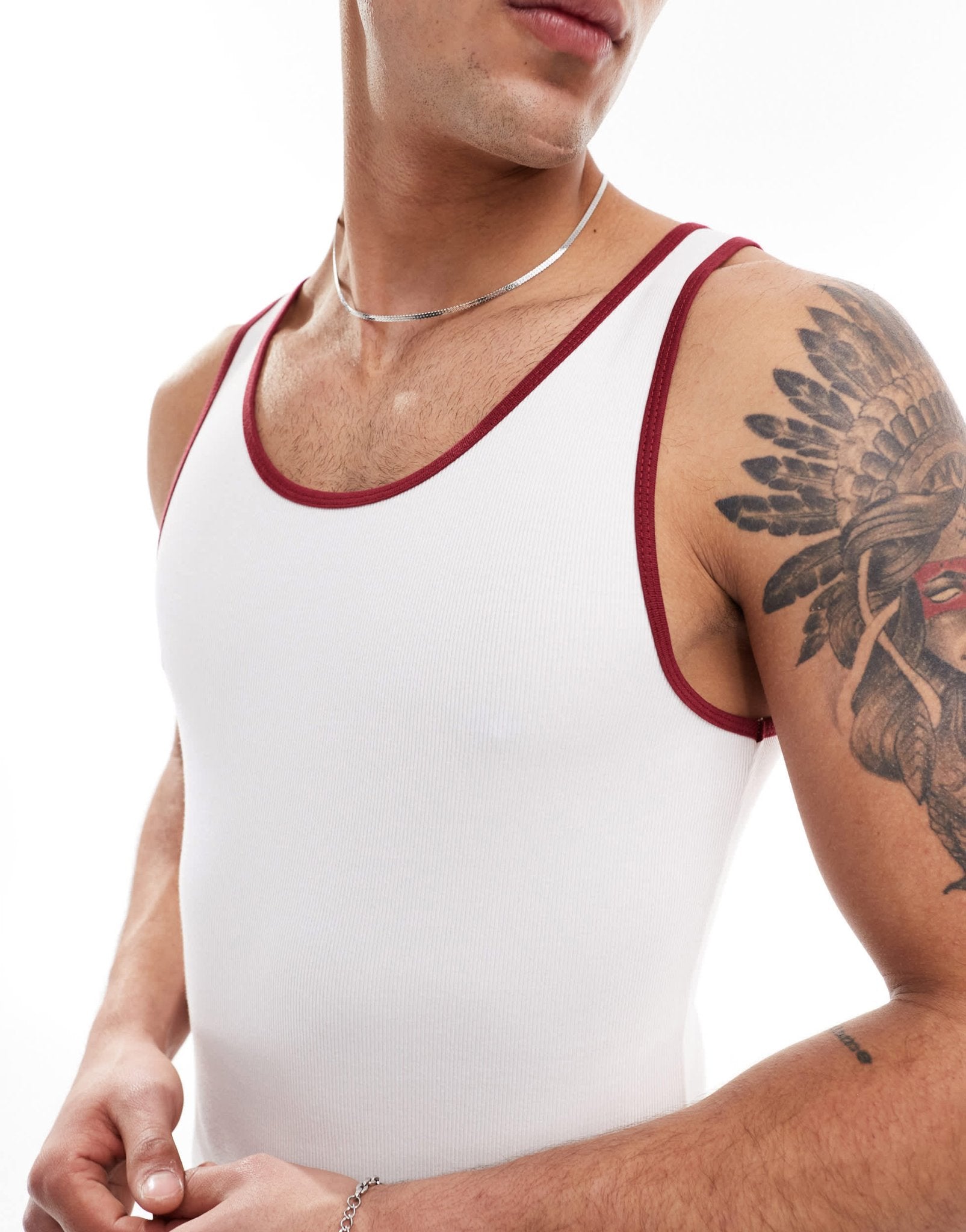 ASOS DESIGN muscle fit rib vest with contrast binding in white - ASOS Sample Sale EU Store