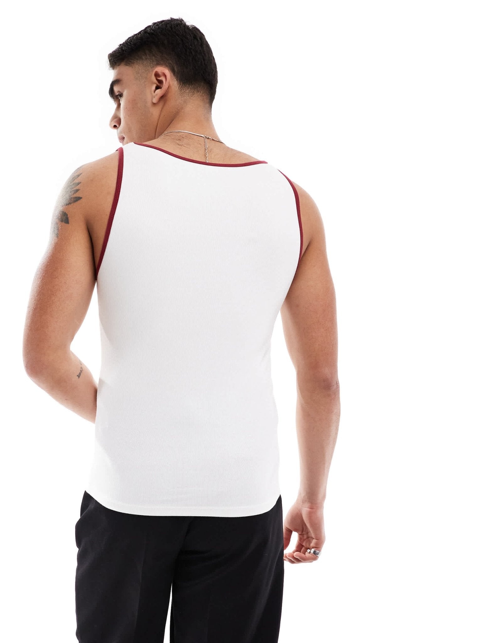 ASOS DESIGN muscle fit rib vest with contrast binding in white - ASOS Sample Sale EU Store