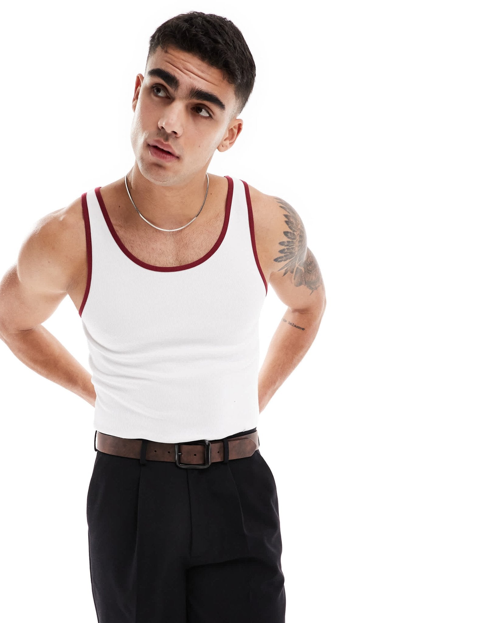 ASOS DESIGN muscle fit rib vest with contrast binding in white - ASOS Sample Sale EU Store