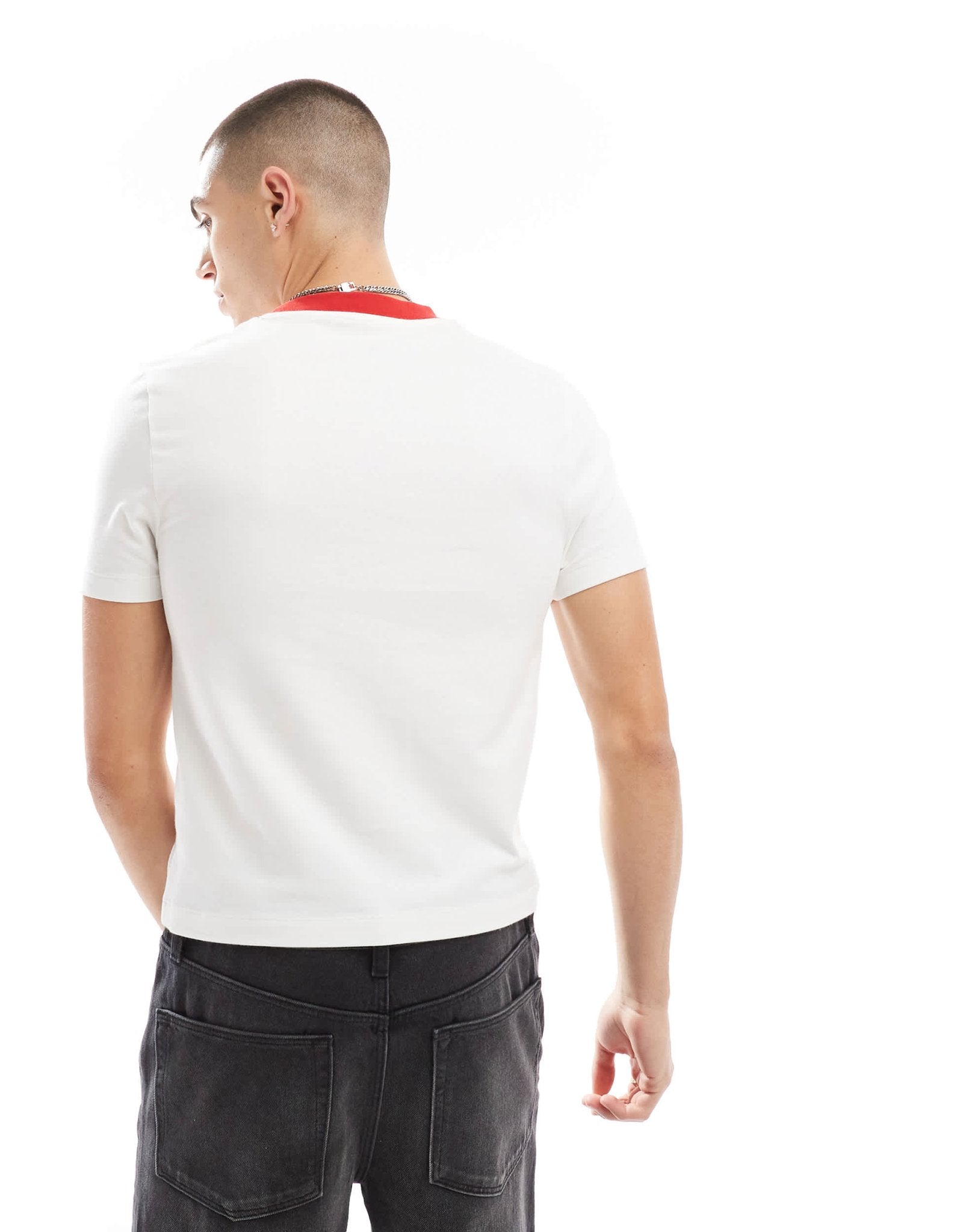 ASOS DESIGN muscle fit ringer t-shirt with sports chest print in white - ASOS Sample Sale EU Store