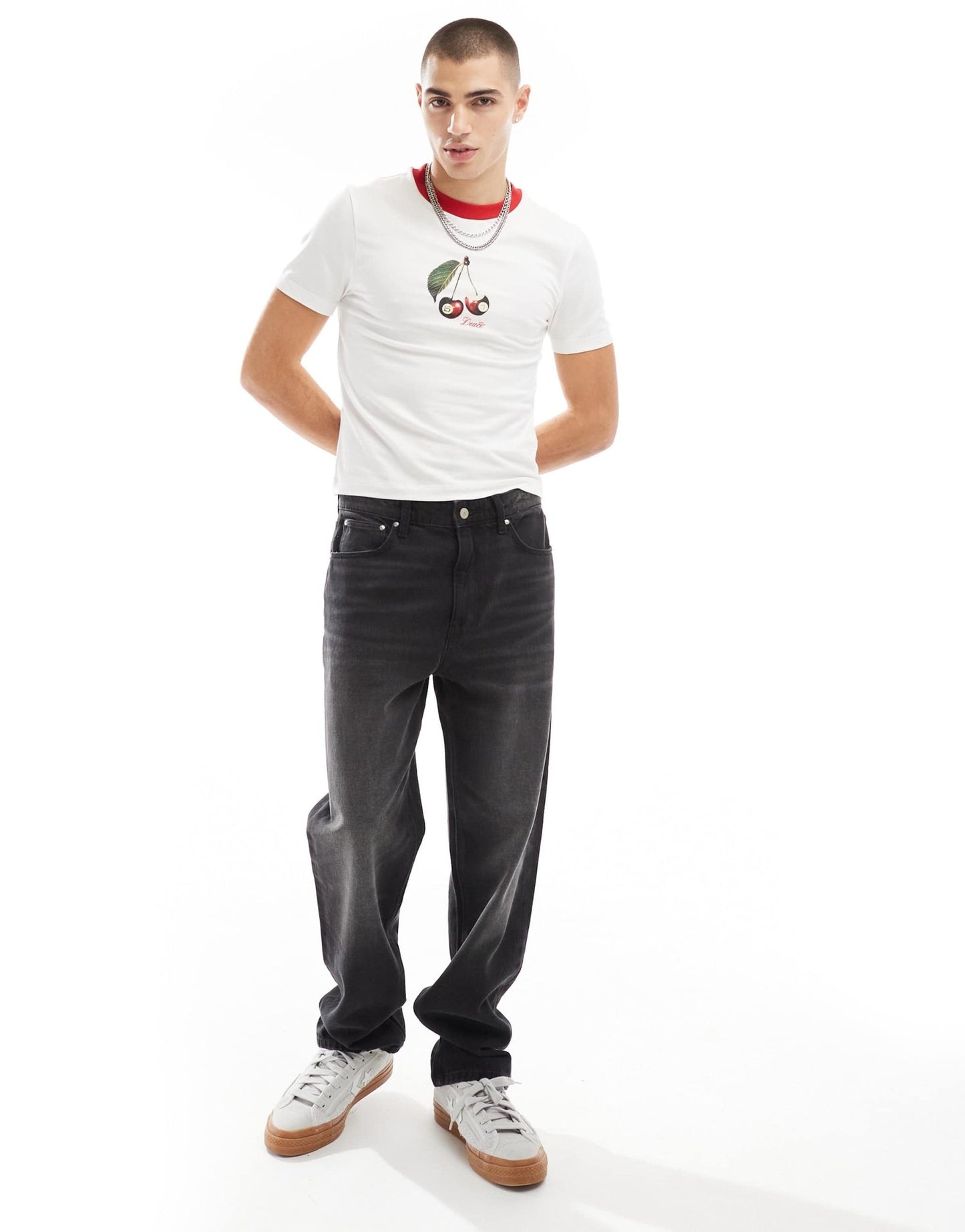 ASOS DESIGN muscle fit ringer t-shirt with sports chest print in white - ASOS Sample Sale EU Store