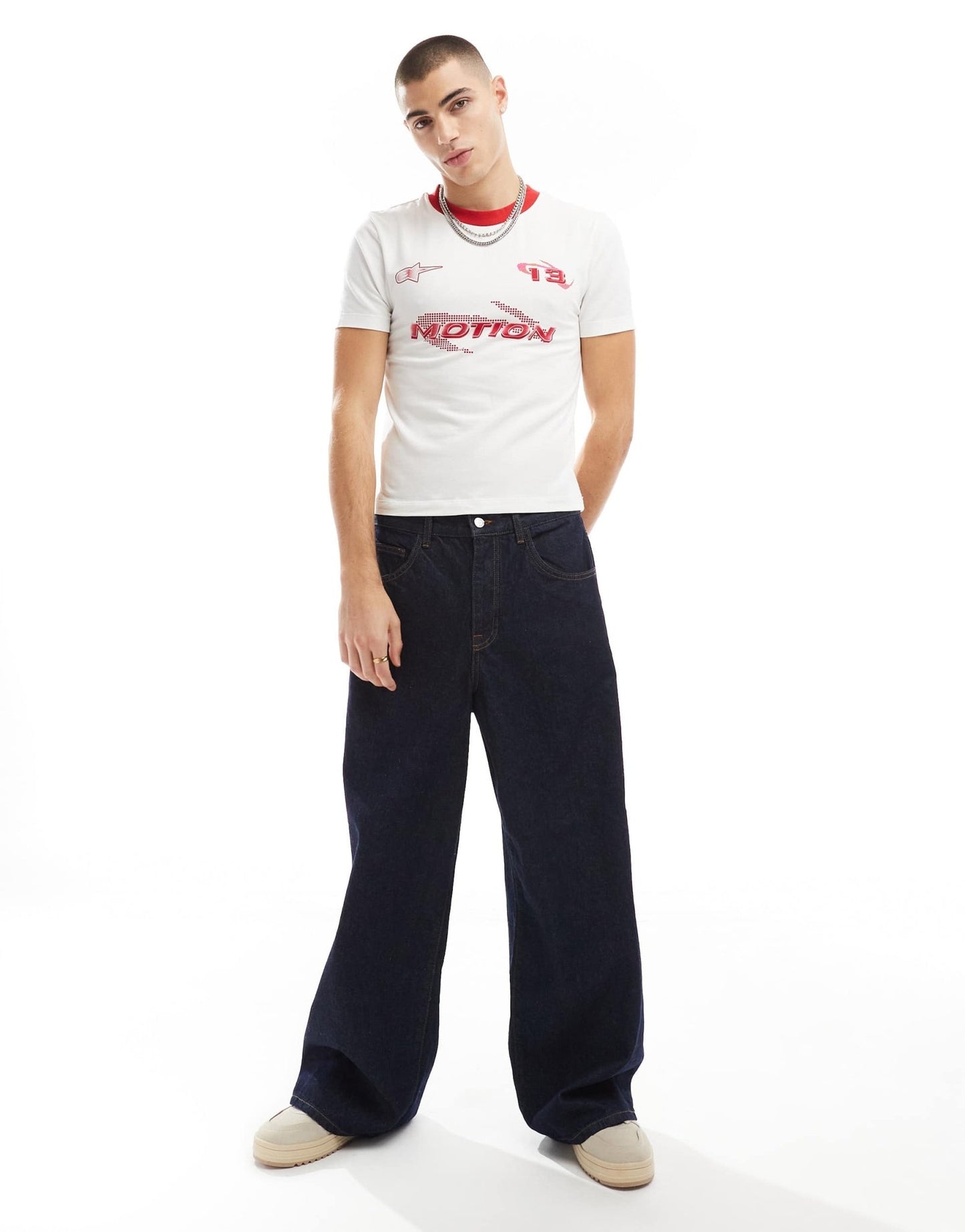 ASOS DESIGN muscle fit ringer t-shirt with sports front print in white - ASOS Sample Sale EU Store