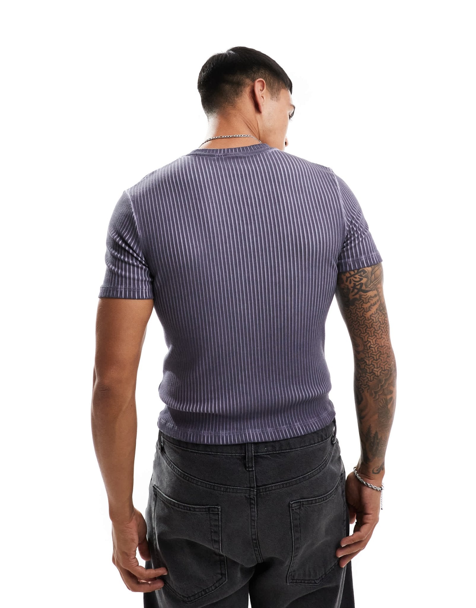 ASOS DESIGN muscle fit t-shirt in grey washed rib with cross chest embroidery - ASOS Sample Sale EU Store