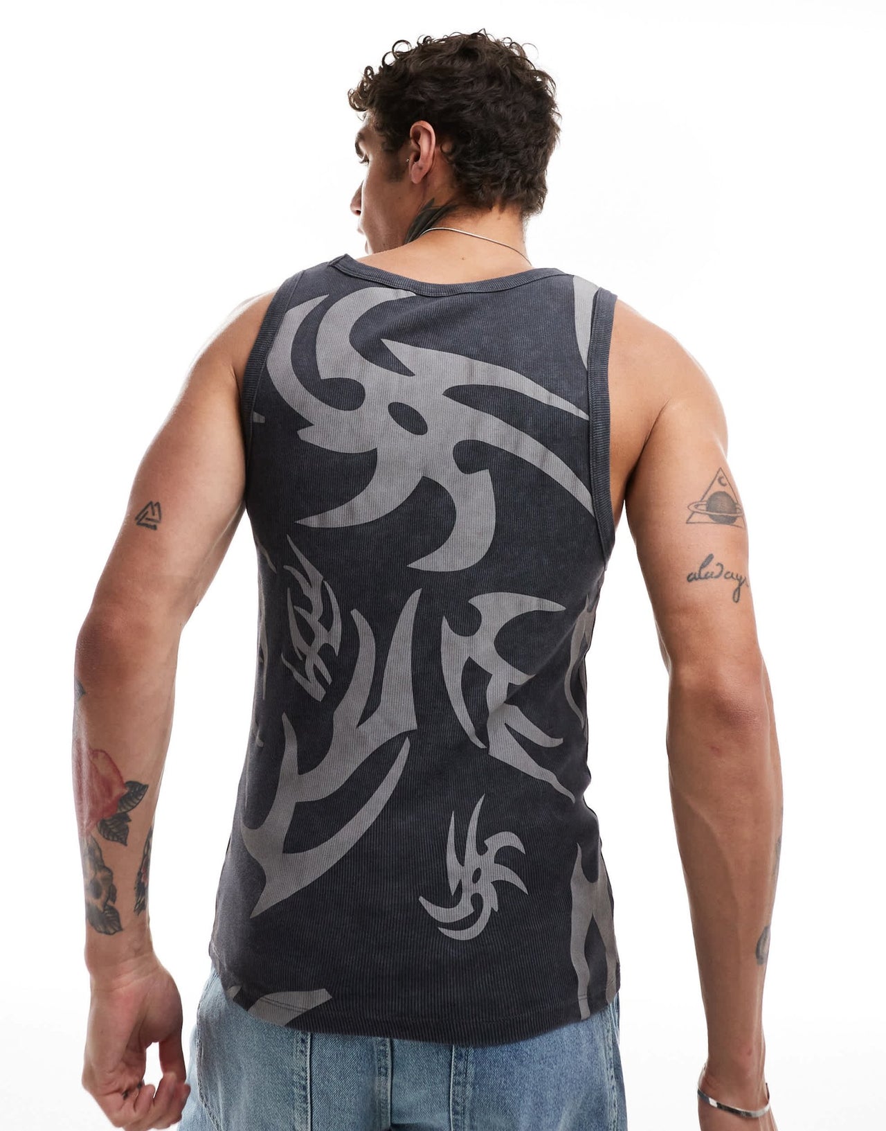 ASOS DESIGN muscle fit vest in black grunge AOP mesh - ASOS Sample Sale EU Store