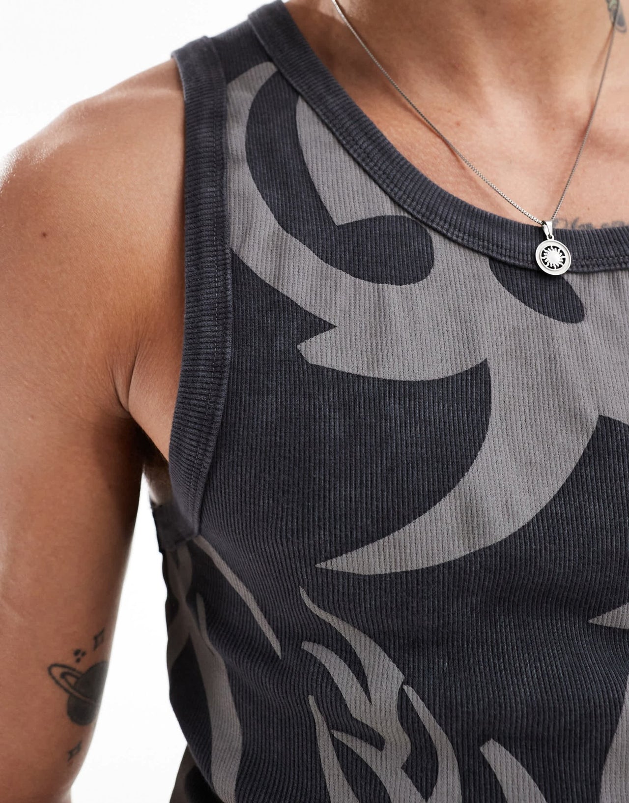 ASOS DESIGN muscle fit vest in black grunge AOP mesh - ASOS Sample Sale EU Store