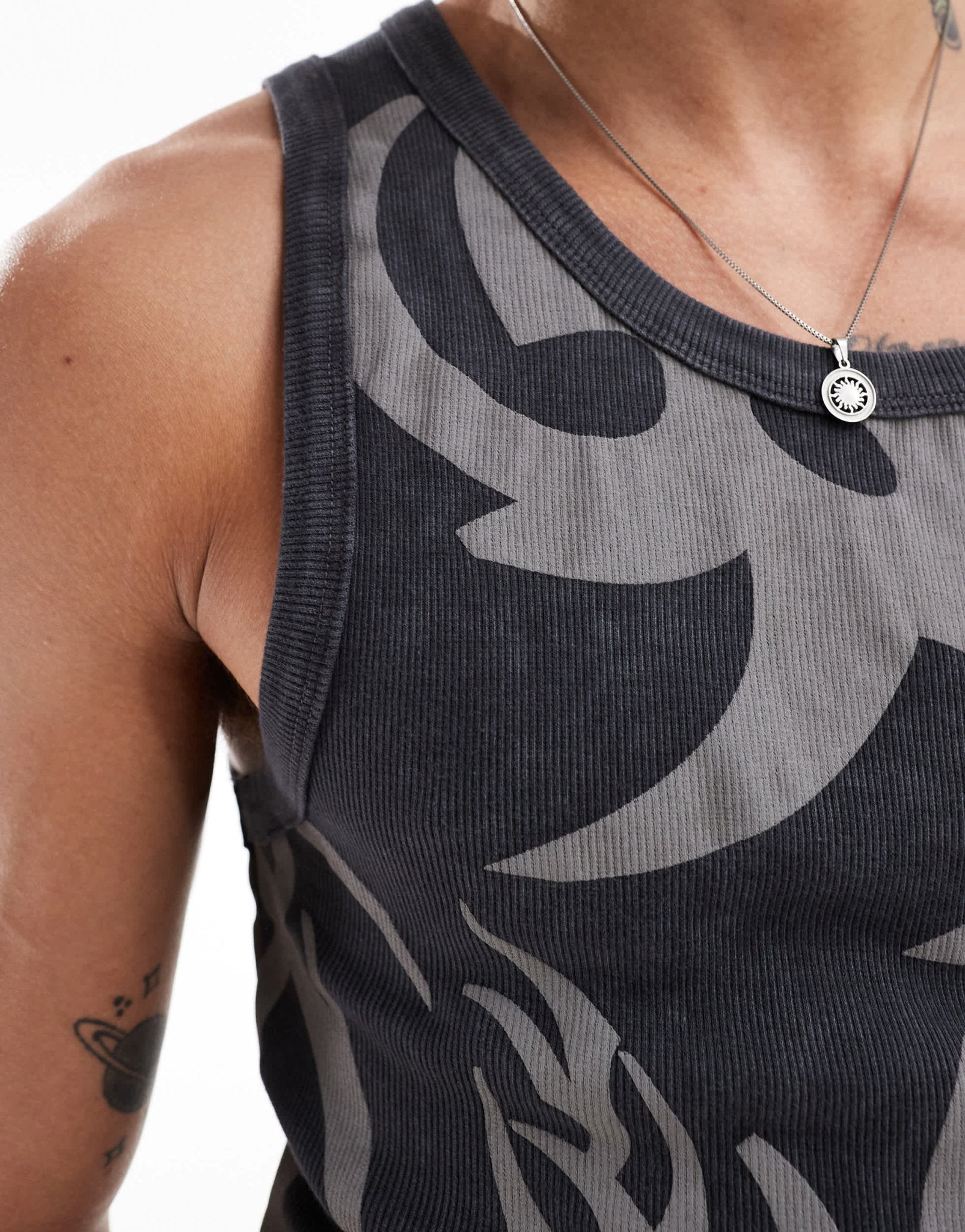 ASOS DESIGN muscle fit vest in black grunge AOP mesh - ASOS Sample Sale EU Store