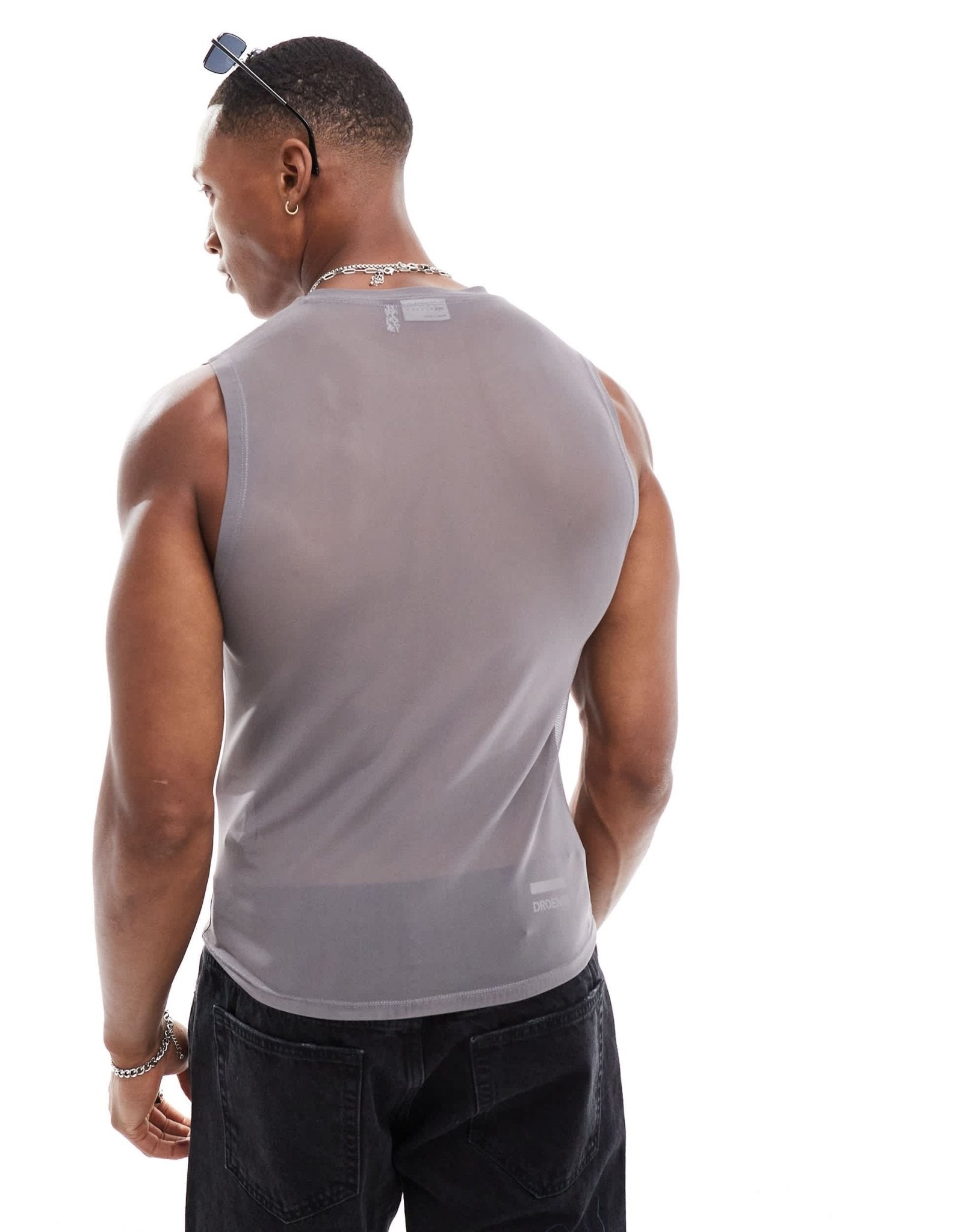 ASOS DESIGN muscle fit vest in grey power mesh with grunge print - ASOS Sample Sale EU Store