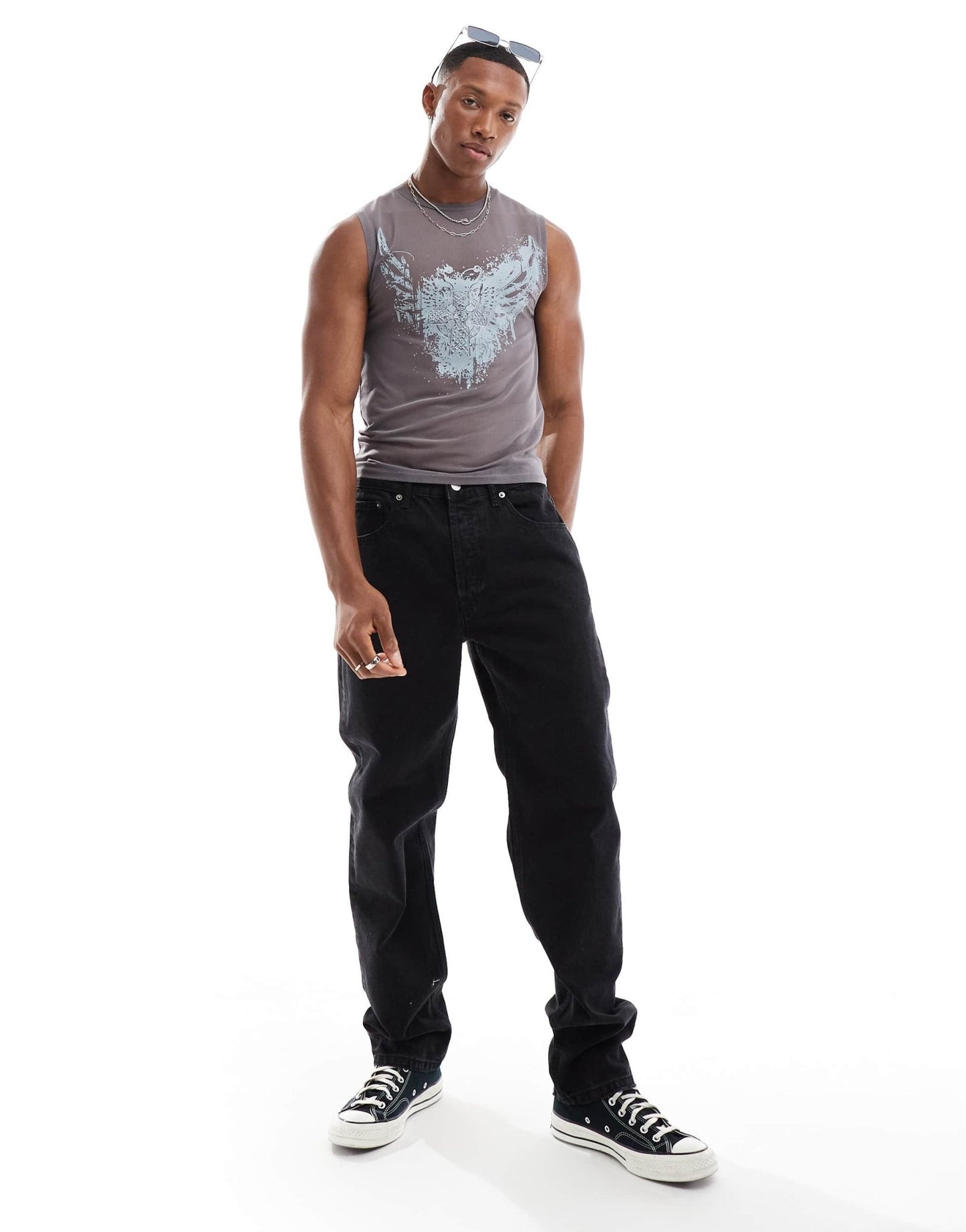 ASOS DESIGN muscle fit vest in grey power mesh with grunge print - ASOS Sample Sale EU Store