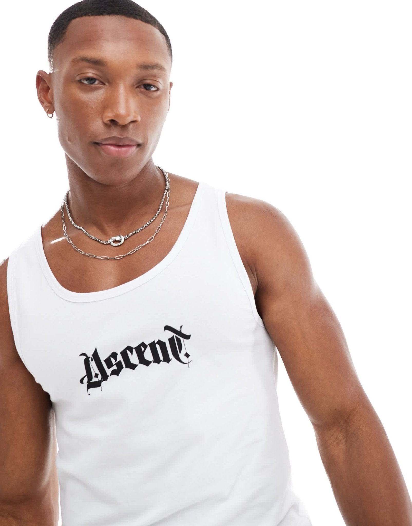 ASOS DESIGN muscle fit vest in white with text chest print - ASOS Sample Sale EU Store
