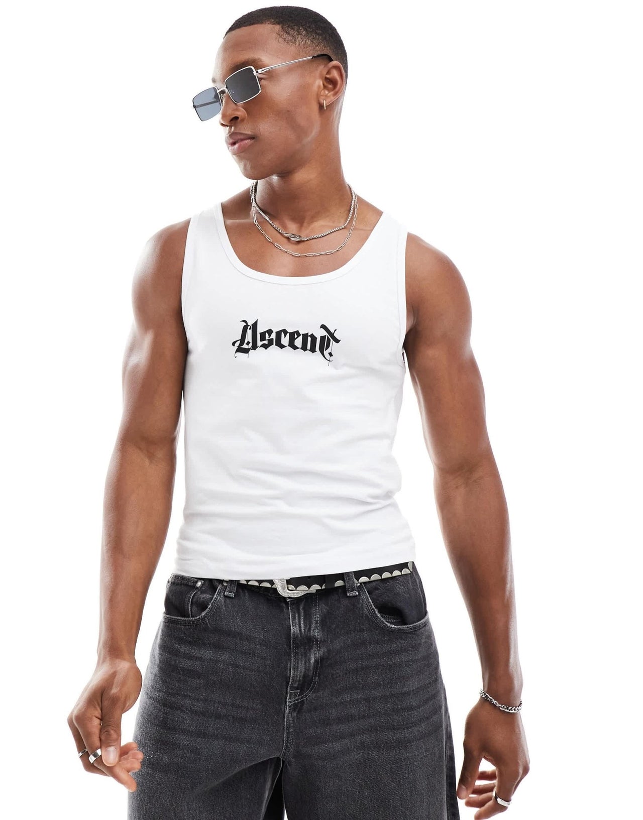 ASOS DESIGN muscle fit vest in white with text chest print - ASOS Sample Sale EU Store