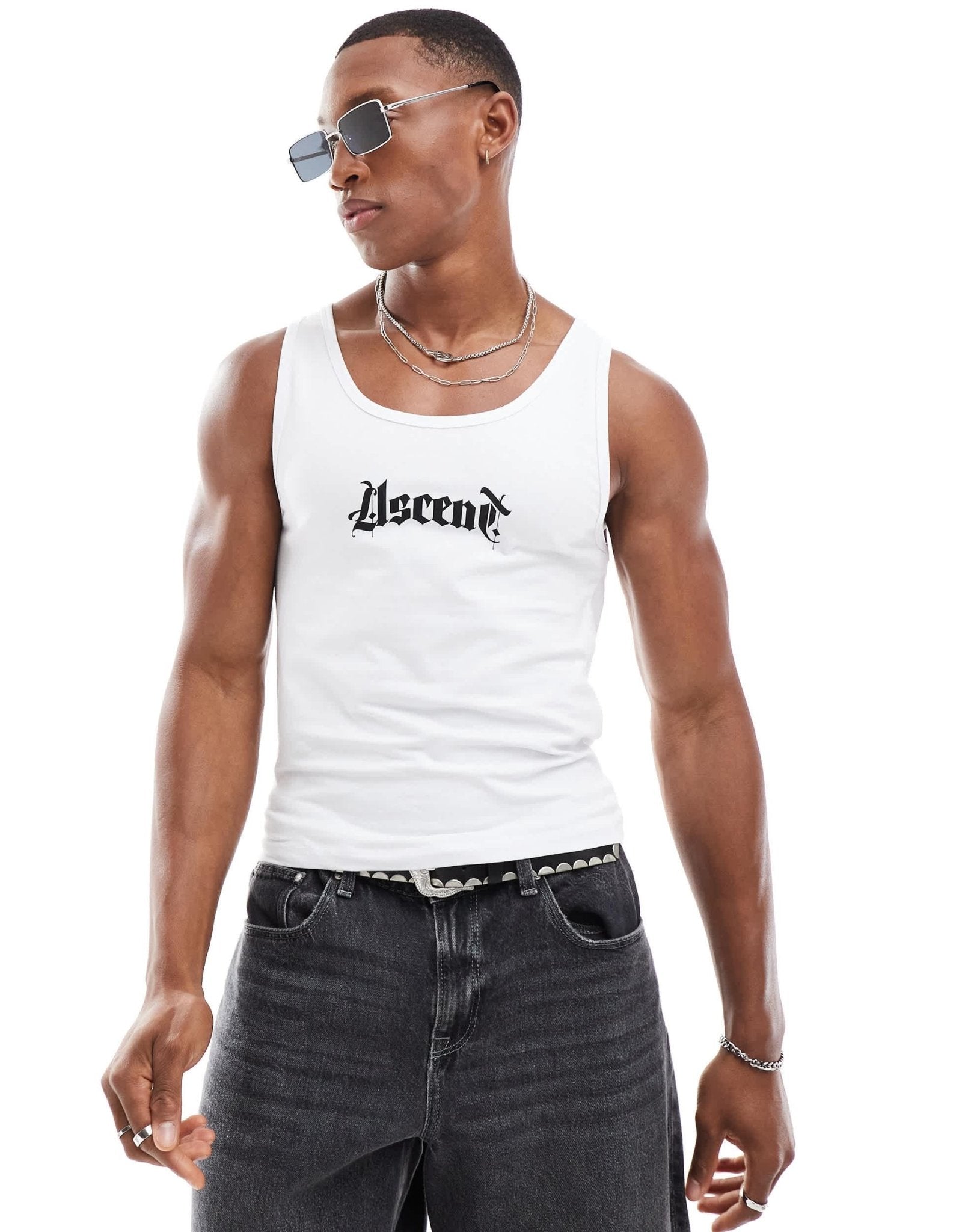 ASOS DESIGN muscle fit vest in white with text chest print - ASOS Sample Sale EU Store