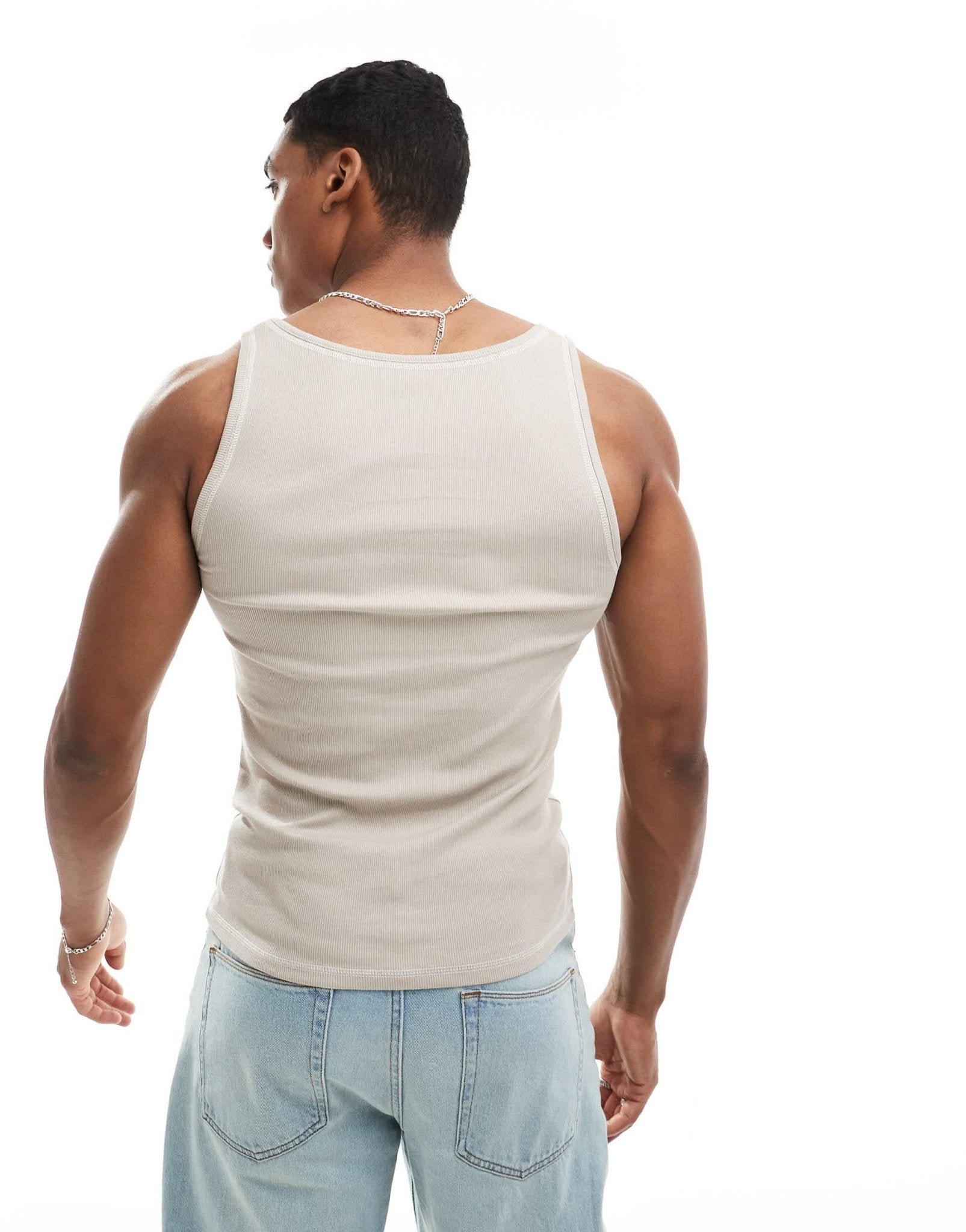 ASOS DESIGN muscle fit vest with scoop neck in stone - ASOS Sample Sale EU Store