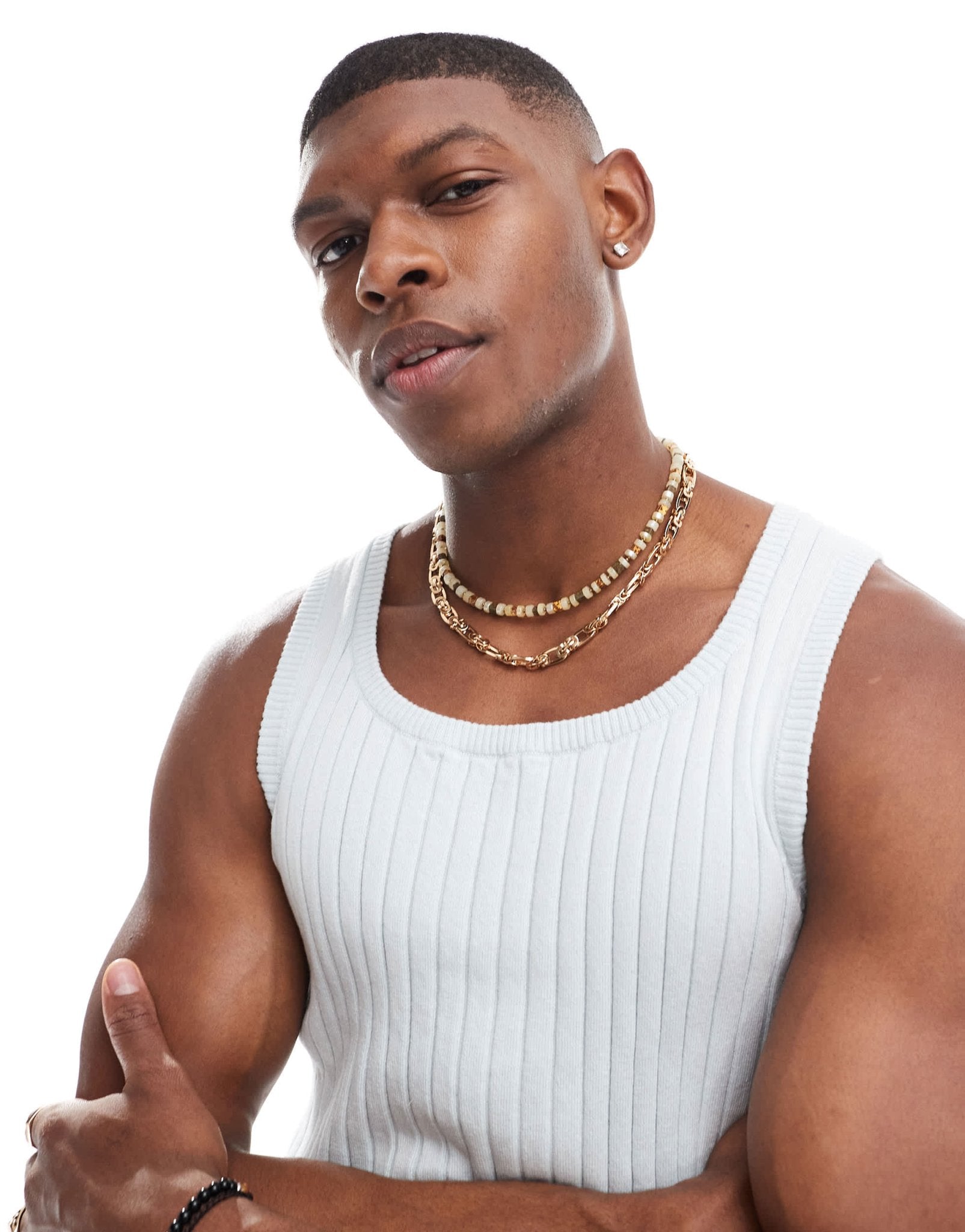 ASOS DESIGN muscle lightweight knitted rib vest in light blue - ASOS Sample Sale EU Store