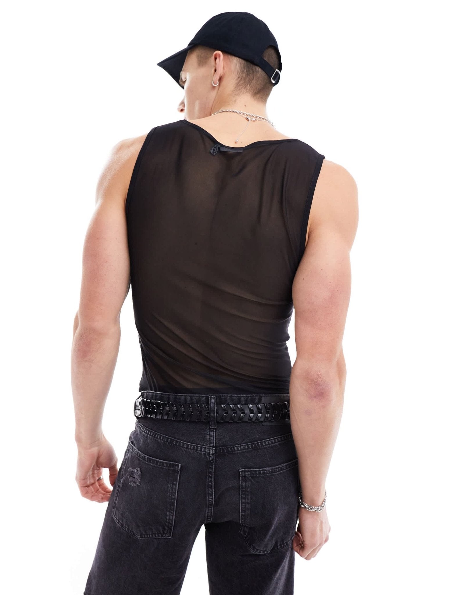 ASOS DESIGN muscle vest in black mesh - ASOS Sample Sale EU Store