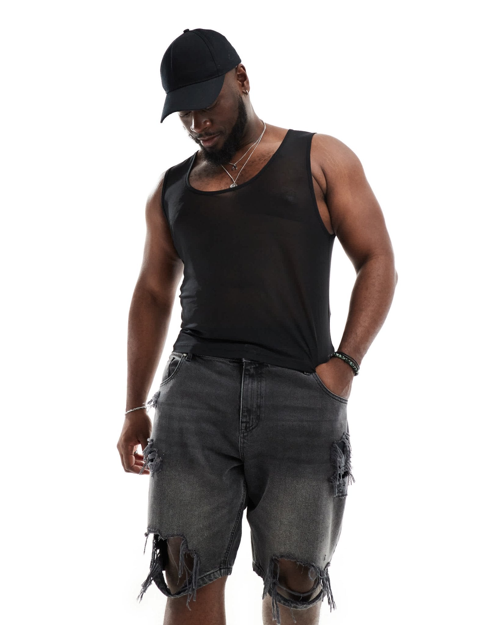 ASOS DESIGN muscle vest in black mesh - ASOS Sample Sale EU Store
