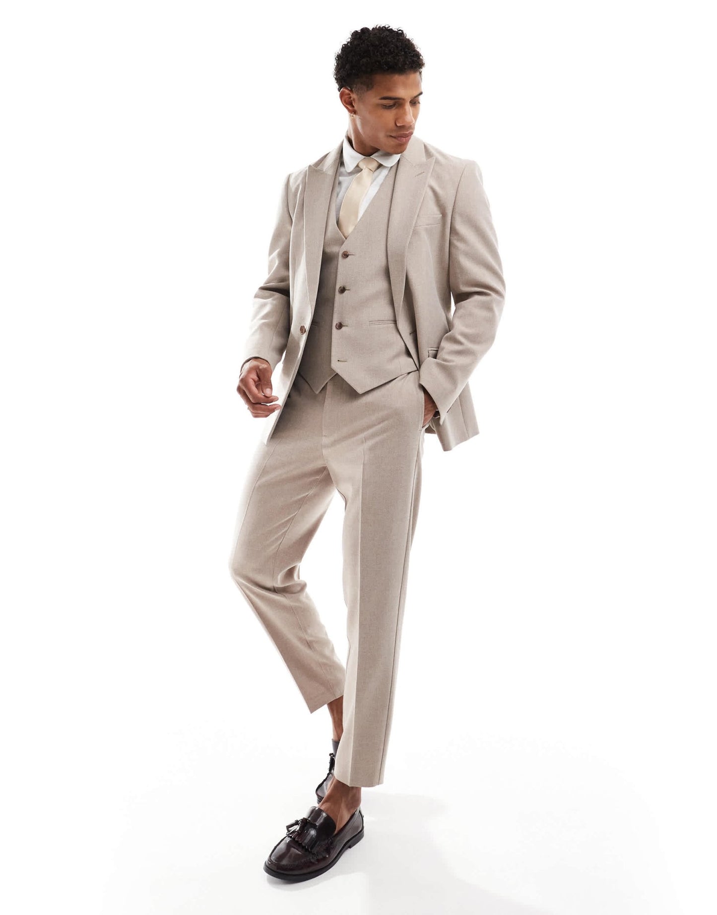 ASOS DESIGN new skinny suit jacket in beige melange - ASOS Sample Sale EU Store