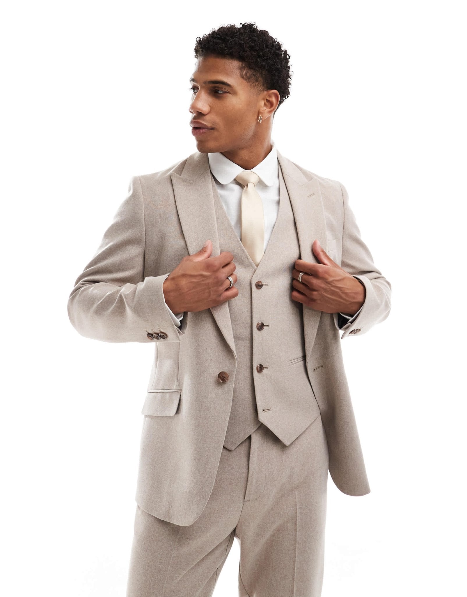 ASOS DESIGN new skinny suit jacket in beige melange - ASOS Sample Sale EU Store
