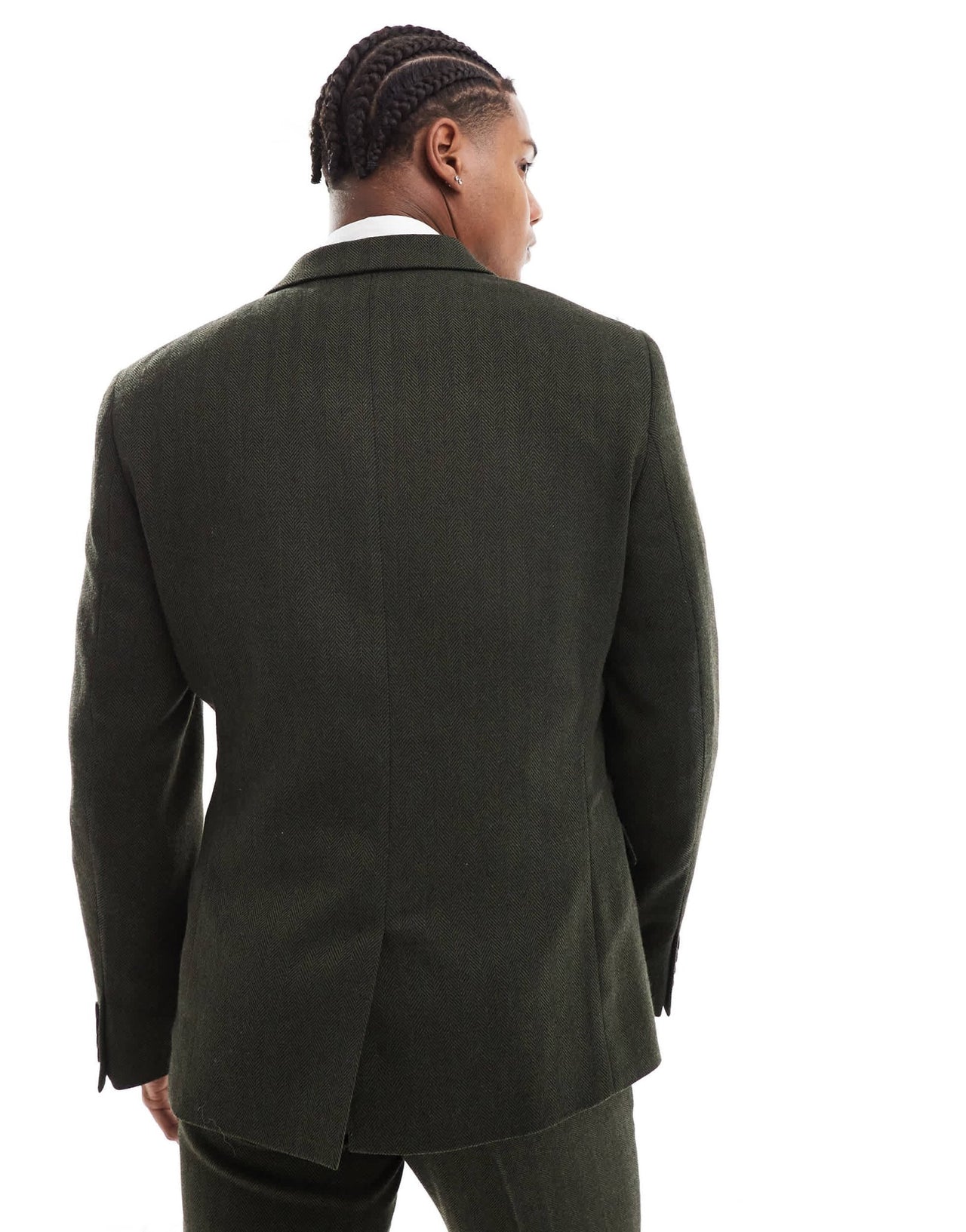 ASOS DESIGN new skinny suit jacket in wool blend olive green herringbone - ASOS Sample Sale EU Store