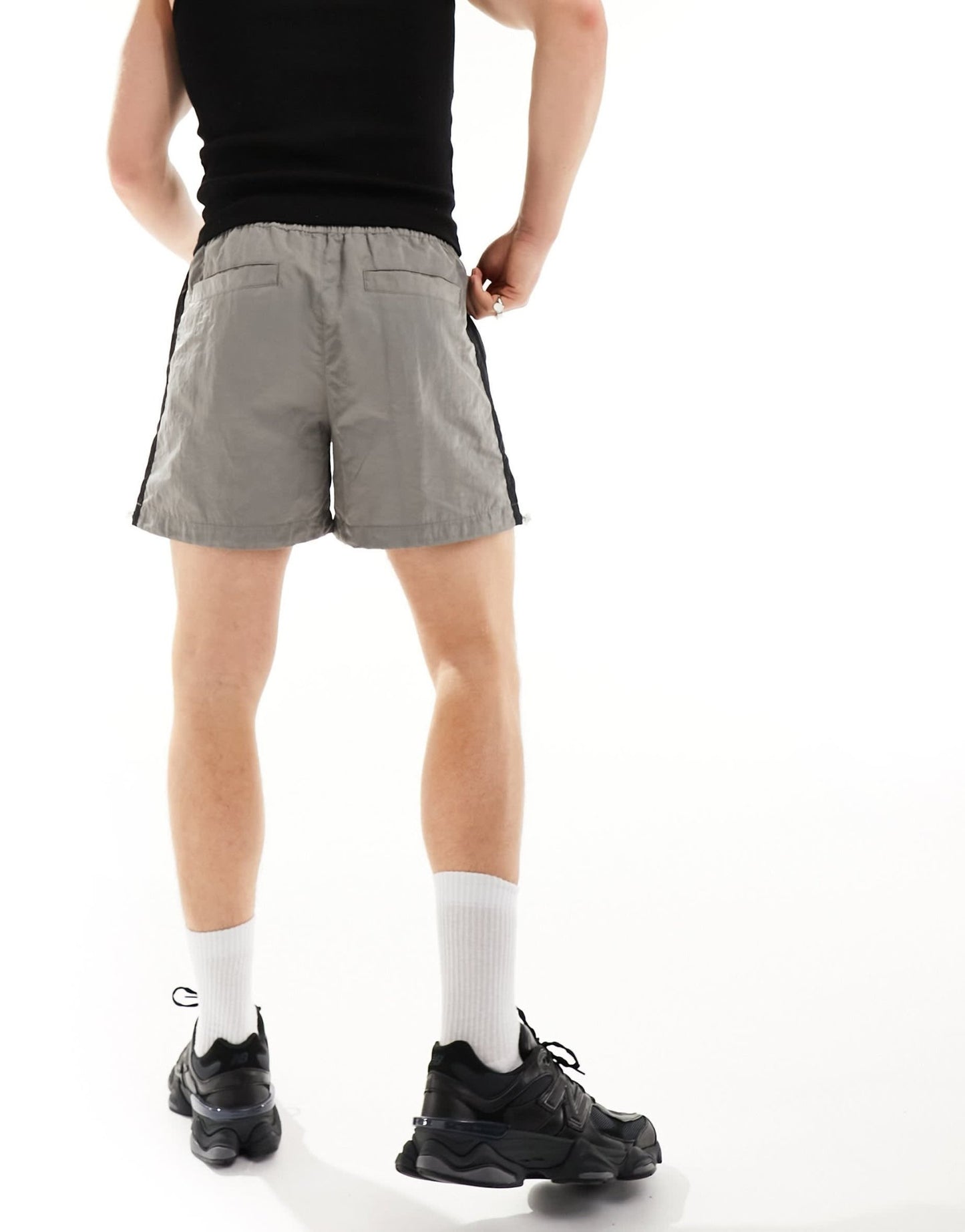 ASOS DESIGN nylon short with side stripe panel in grey - ASOS Sample Sale EU Store
