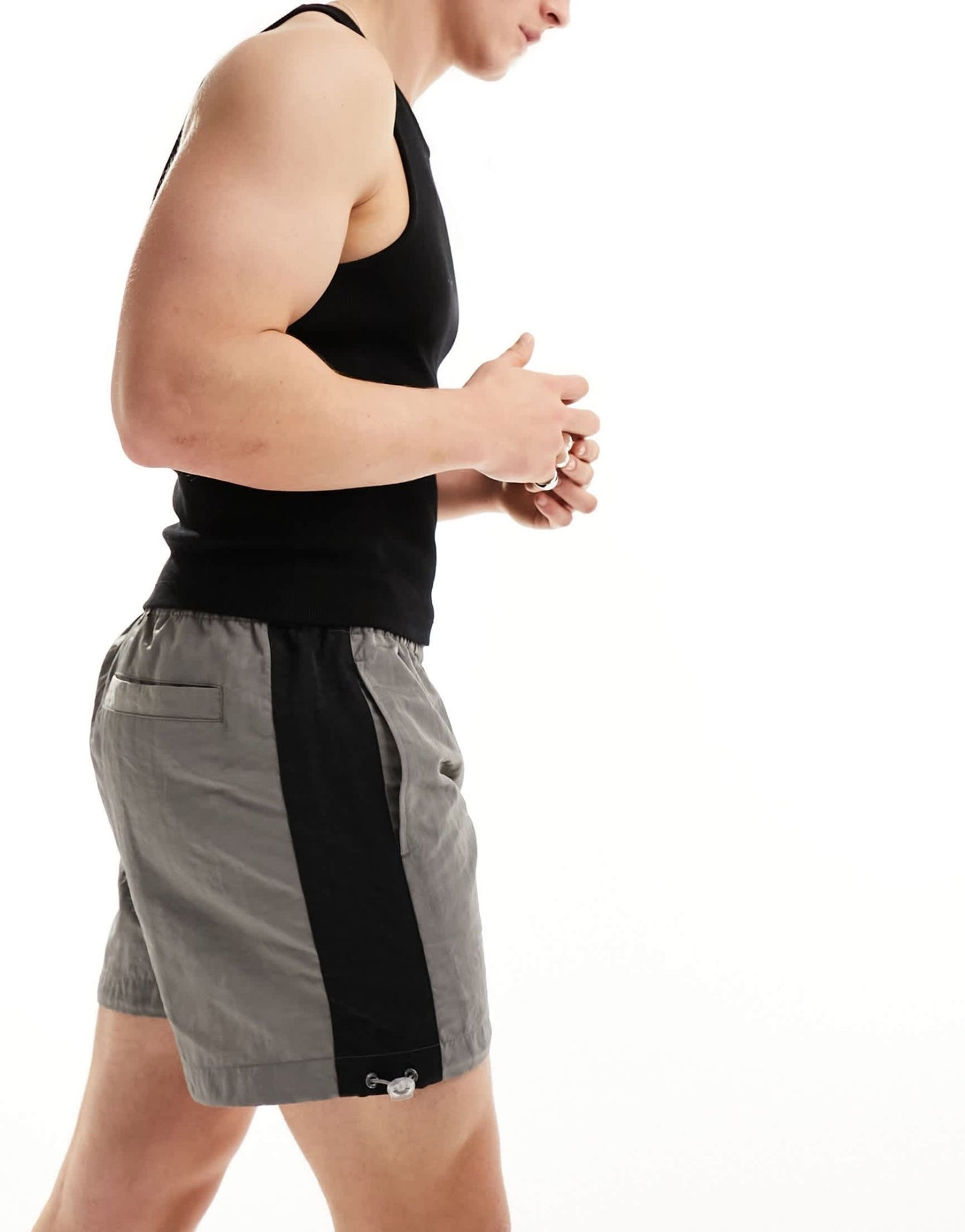ASOS DESIGN nylon short with side stripe panel in grey - ASOS Sample Sale EU Store