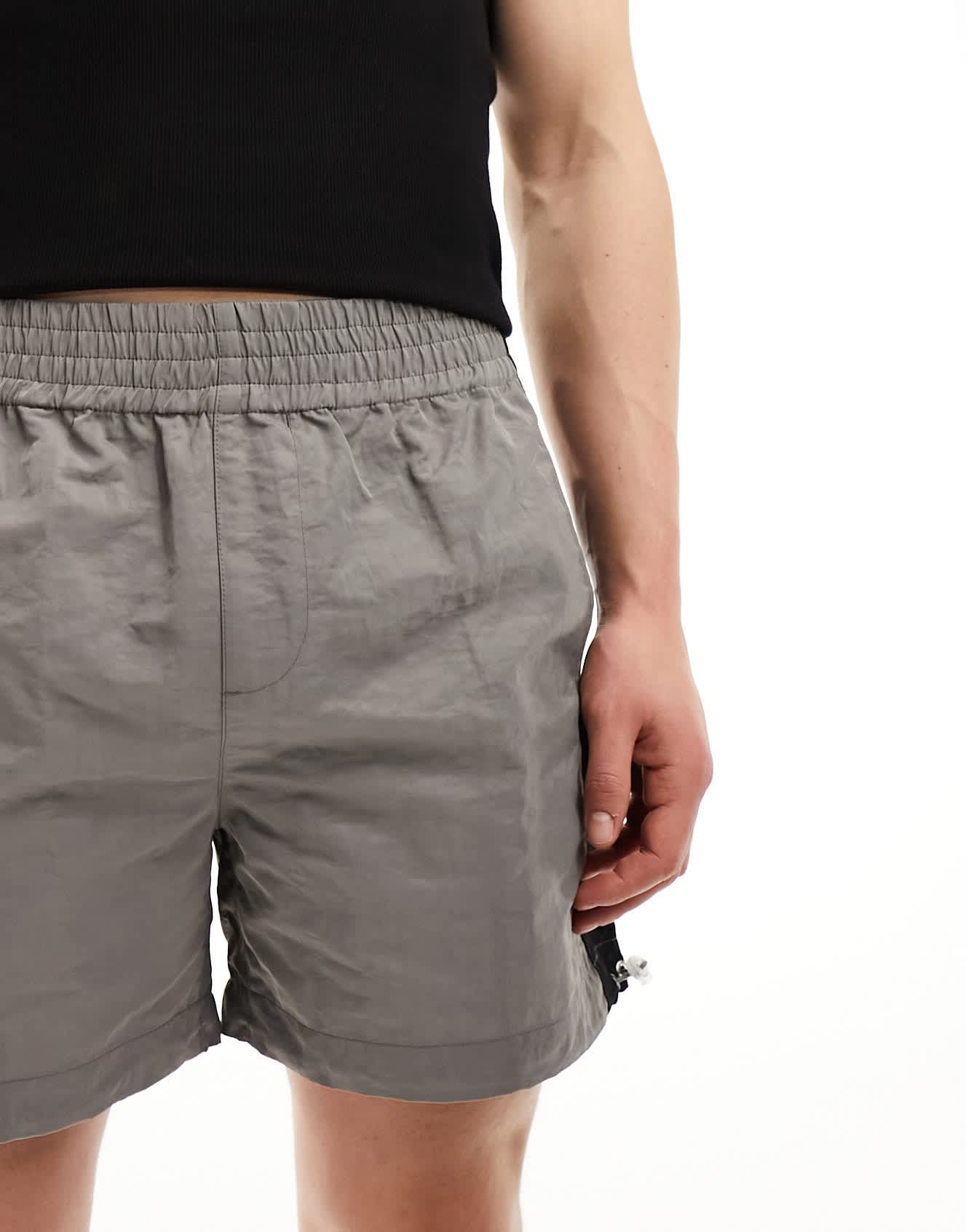 ASOS DESIGN nylon short with side stripe panel in grey - ASOS Sample Sale EU Store