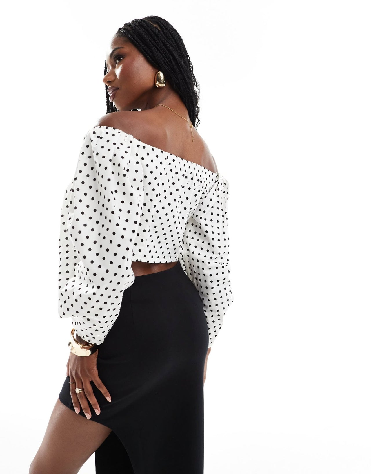 ASOS DESIGN off shoulder top in spot print - ASOS Sample Sale EU Store