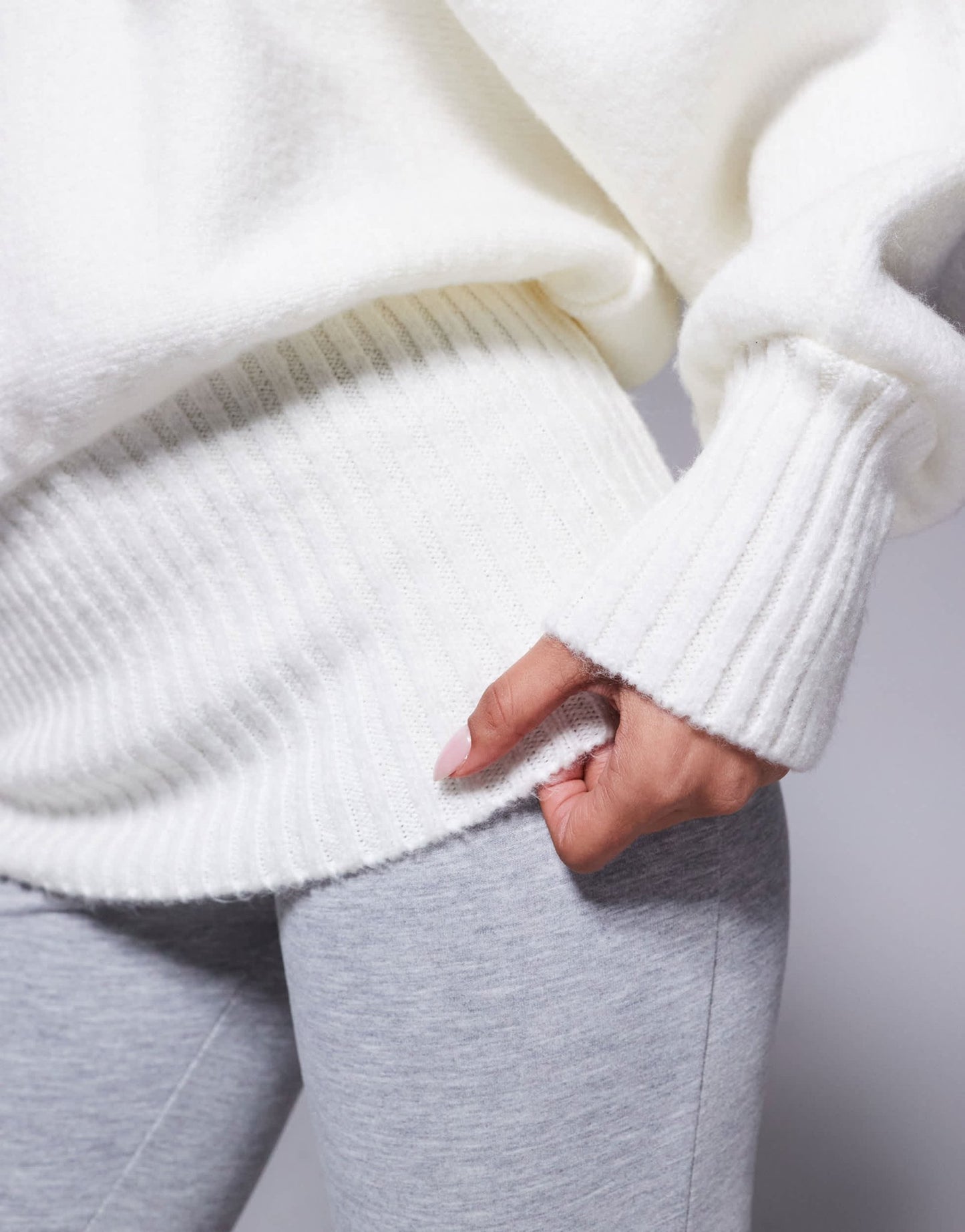 ASOS DESIGN one shoulder cinched waist jumper in ecru - ASOS Sample Sale EU Store