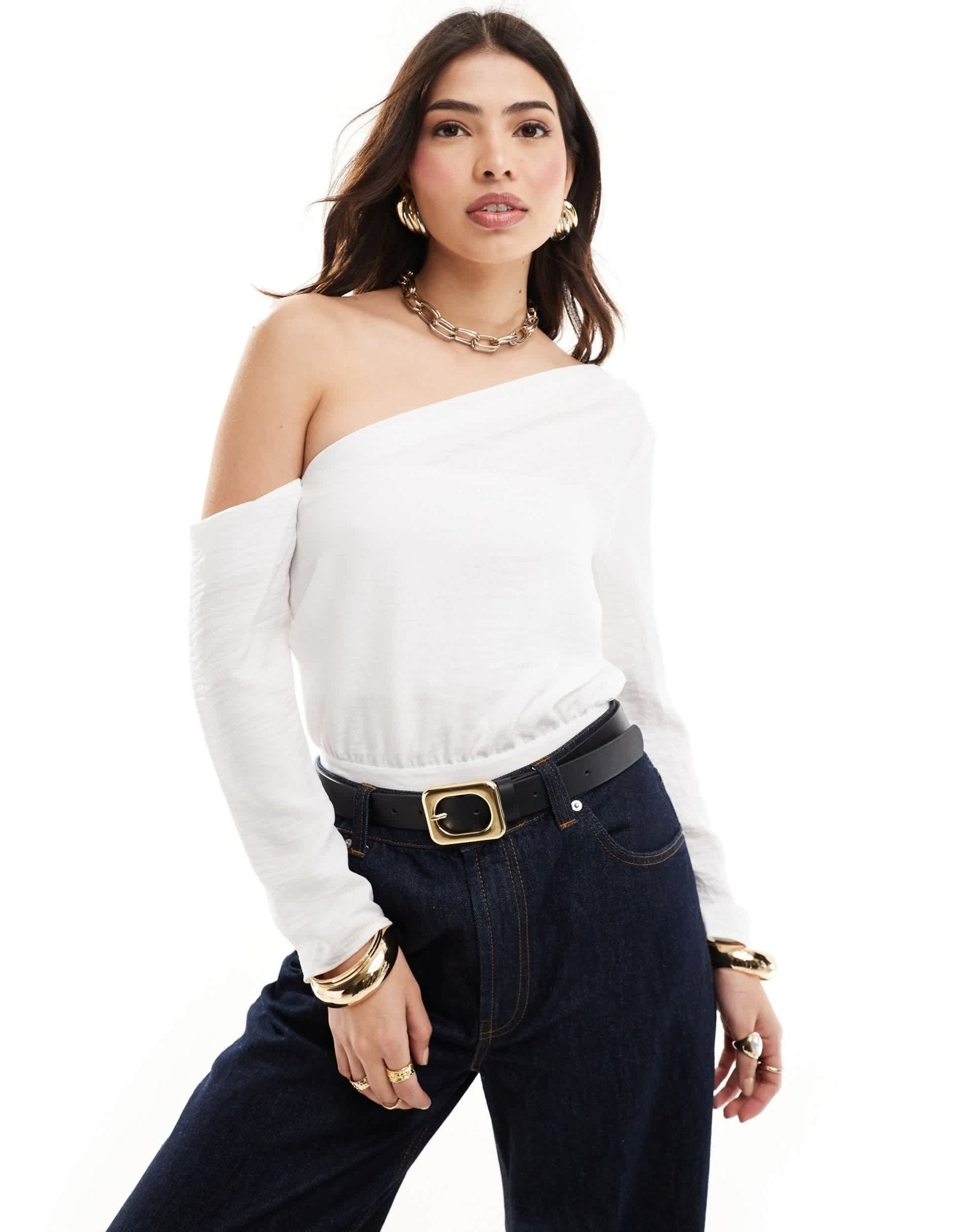 ASOS DESIGN one shoulder linen bodysuit in off white - ASOS Sample Sale EU Store