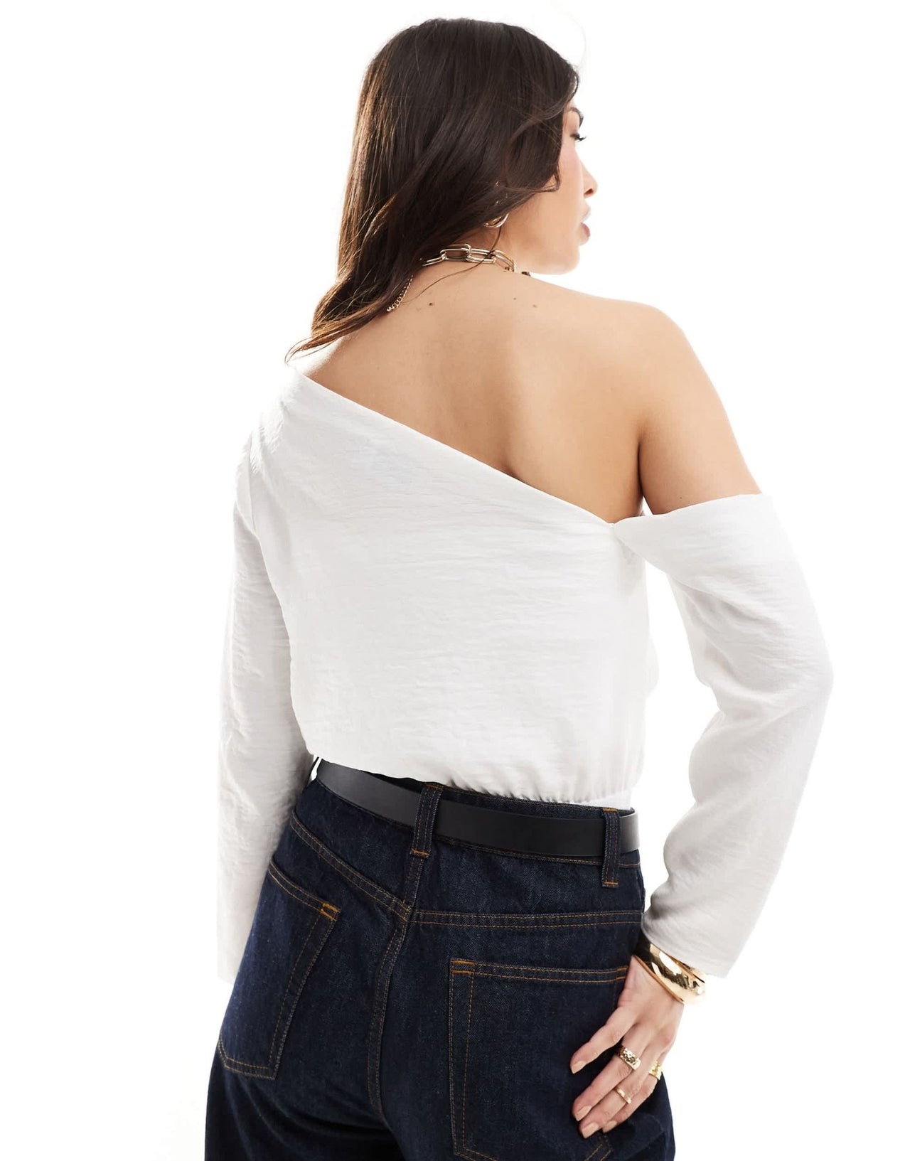 ASOS DESIGN one shoulder linen bodysuit in off white - ASOS Sample Sale EU Store