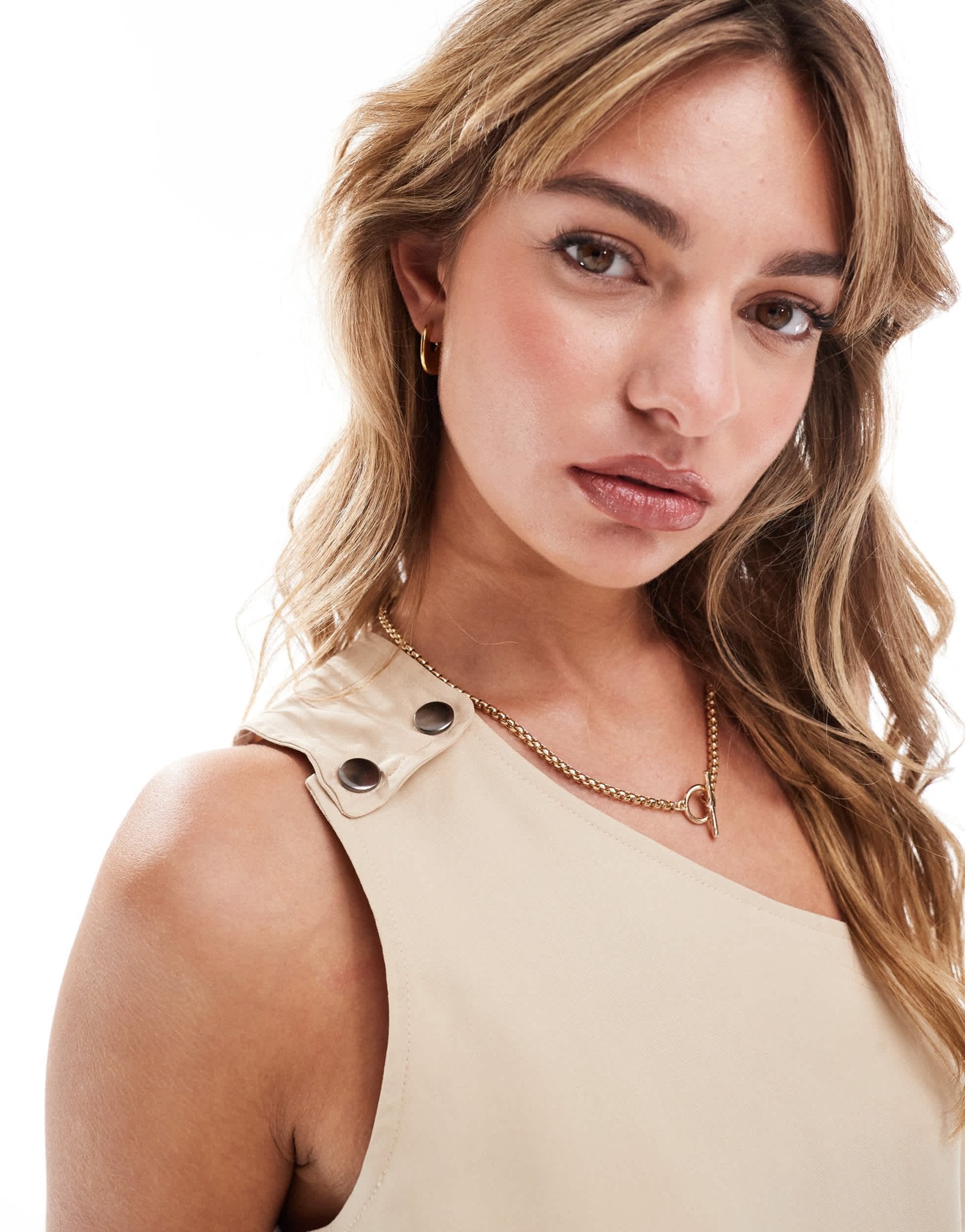 ASOS DESIGN one shoulder utility top in camel - ASOS Sample Sale EU Store
