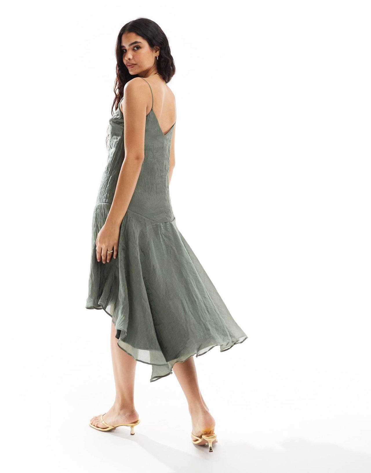 ASOS DESIGN organza v neck cami swing midi dress with high low hem - ASOS Sample Sale EU Store