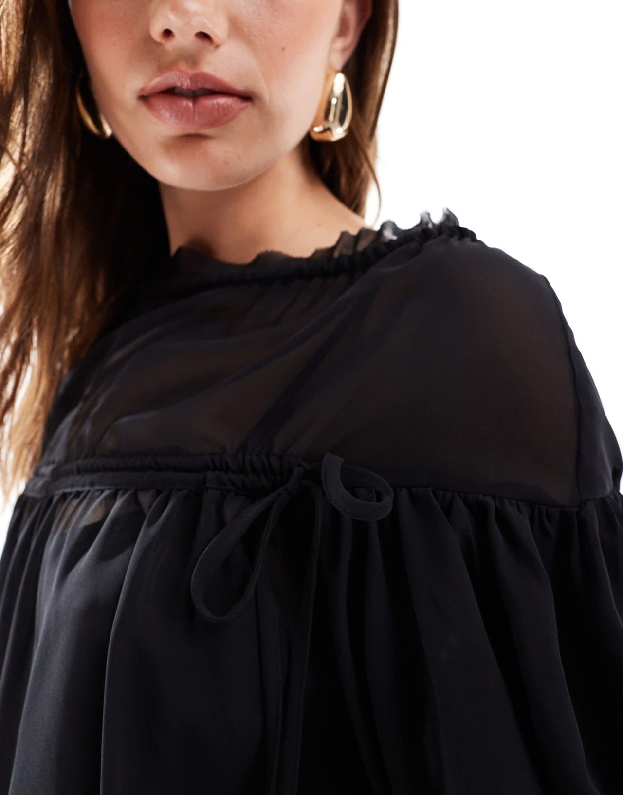 ASOS DESIGN oversize mini smock dress with ruched channel details in black - ASOS Sample Sale EU Store
