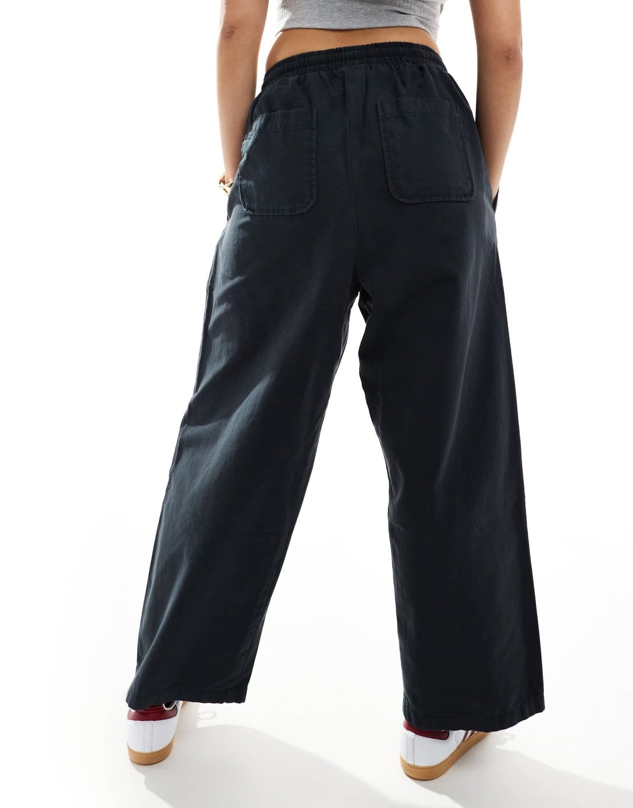 ASOS DESIGN oversized barrel leg pull on trousers in black - ASOS Sample Sale EU Store