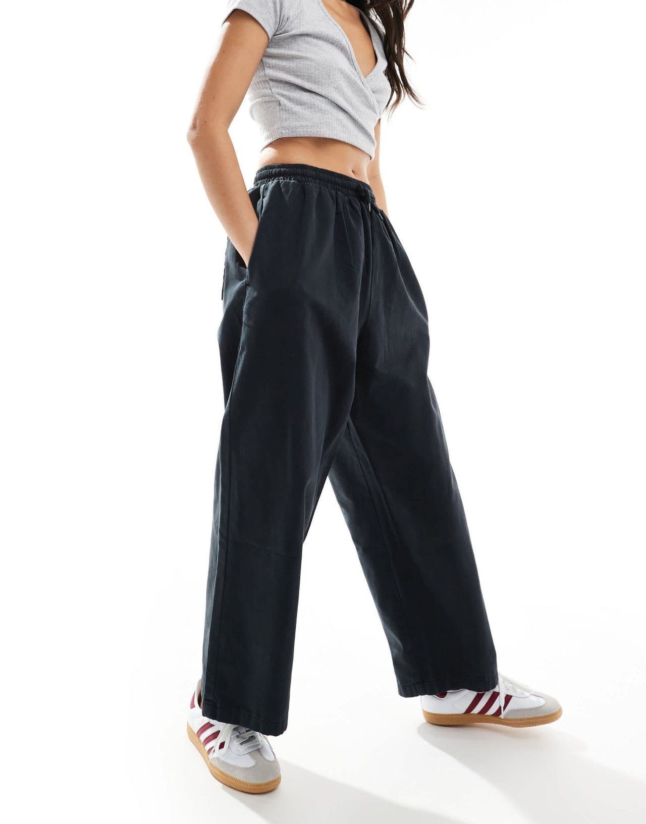 ASOS DESIGN oversized barrel leg pull on trousers in black - ASOS Sample Sale EU Store