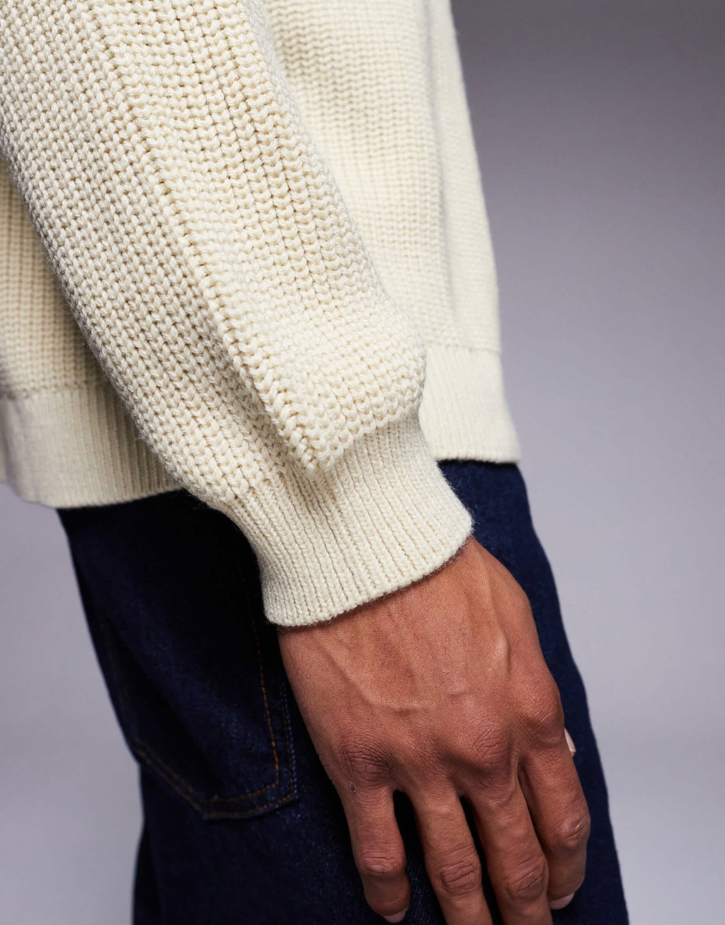 ASOS DESIGN oversized boxy fit knitted fisherman rib jumper in beige - ASOS Sample Sale EU Store