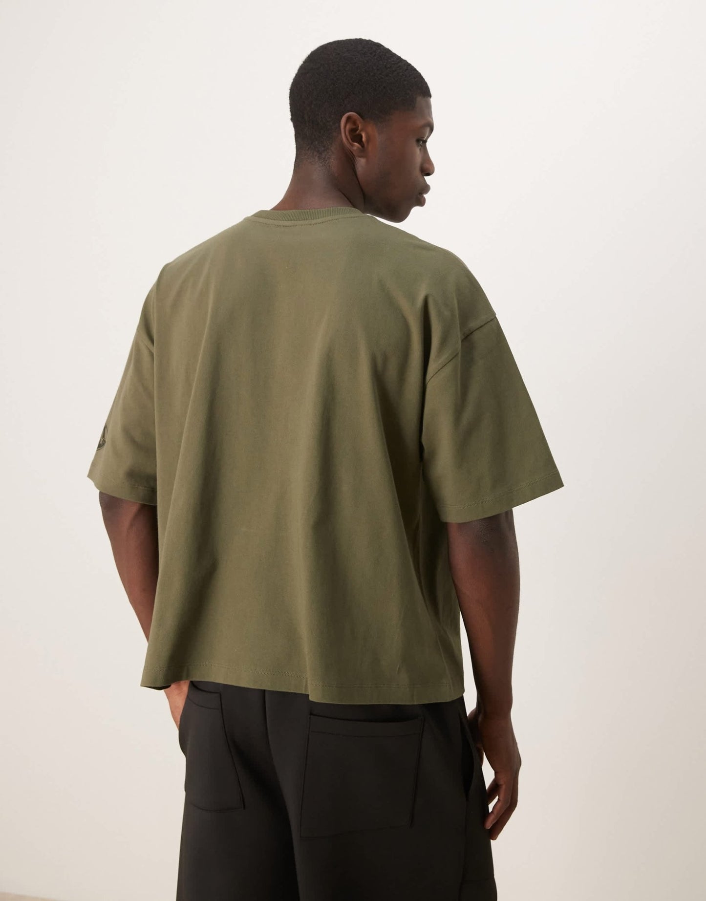 ASOS DESIGN oversized boxy heavyweight t-shirt with chest print and seam detail in khaki - ASOS Sample Sale EU Store