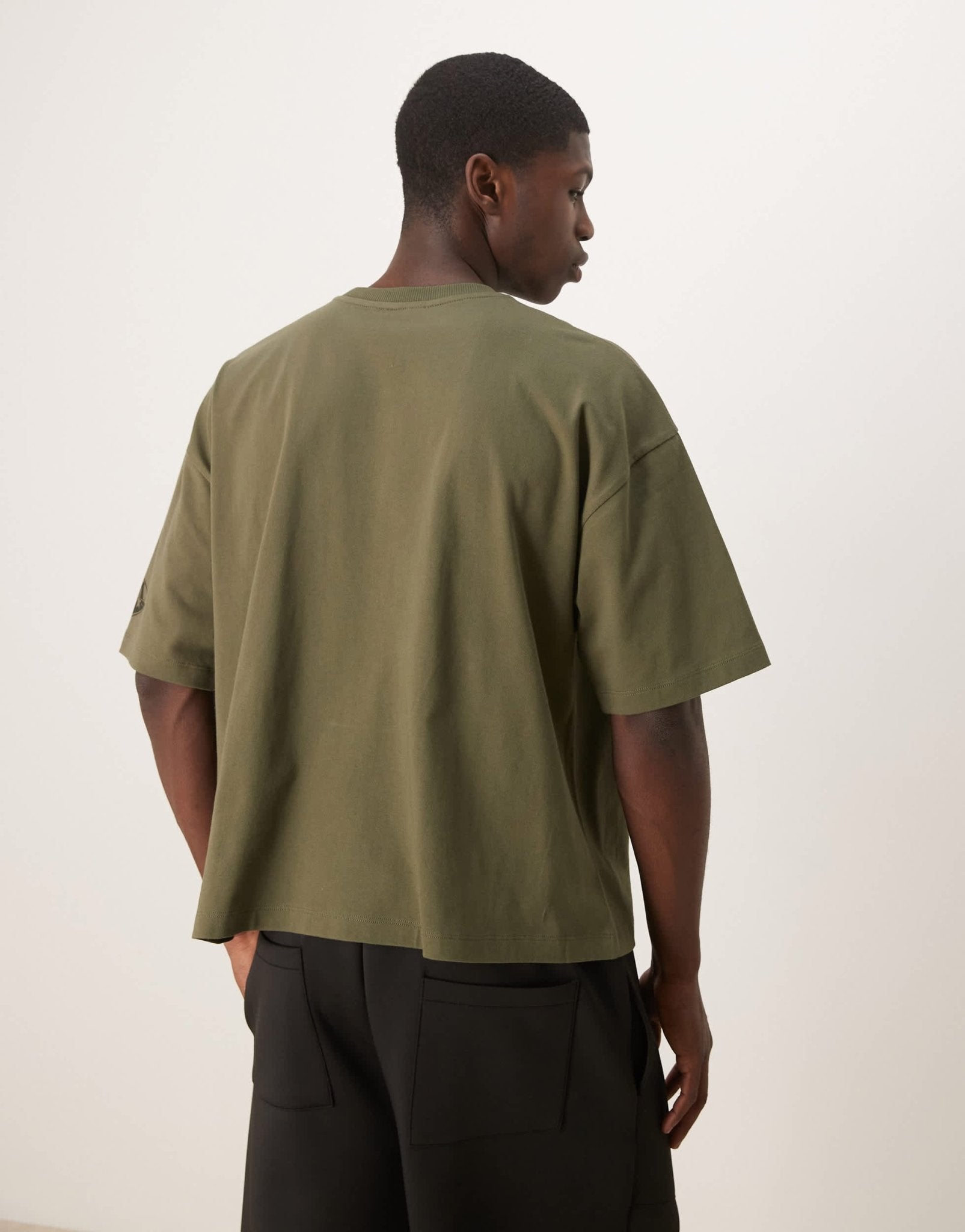 ASOS DESIGN oversized boxy heavyweight t-shirt with chest print and seam detail in khaki - ASOS Sample Sale EU Store
