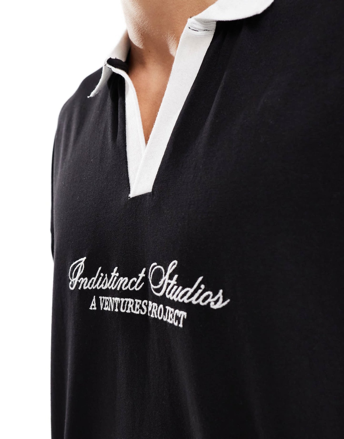 ASOS DESIGN oversized boxy polo t-shirt with dropped shoulder and front graphic in black - ASOS Sample Sale EU Store
