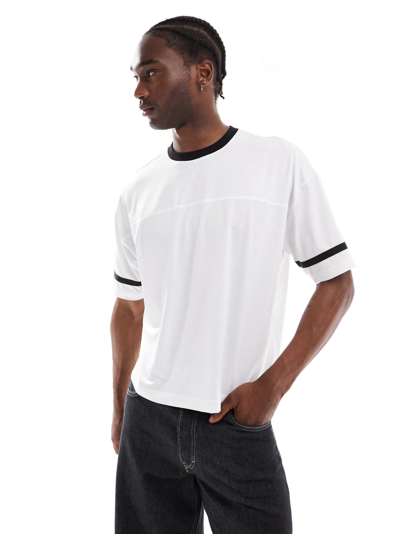 ASOS DESIGN oversized boxy ringer t-shirt with sports feel in white - ASOS Sample Sale EU Store