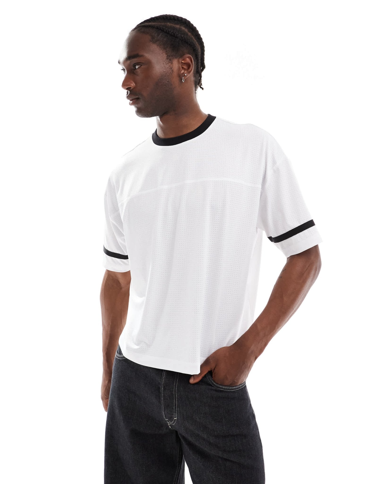 ASOS DESIGN oversized boxy ringer t-shirt with sports feel in white - ASOS Sample Sale EU Store