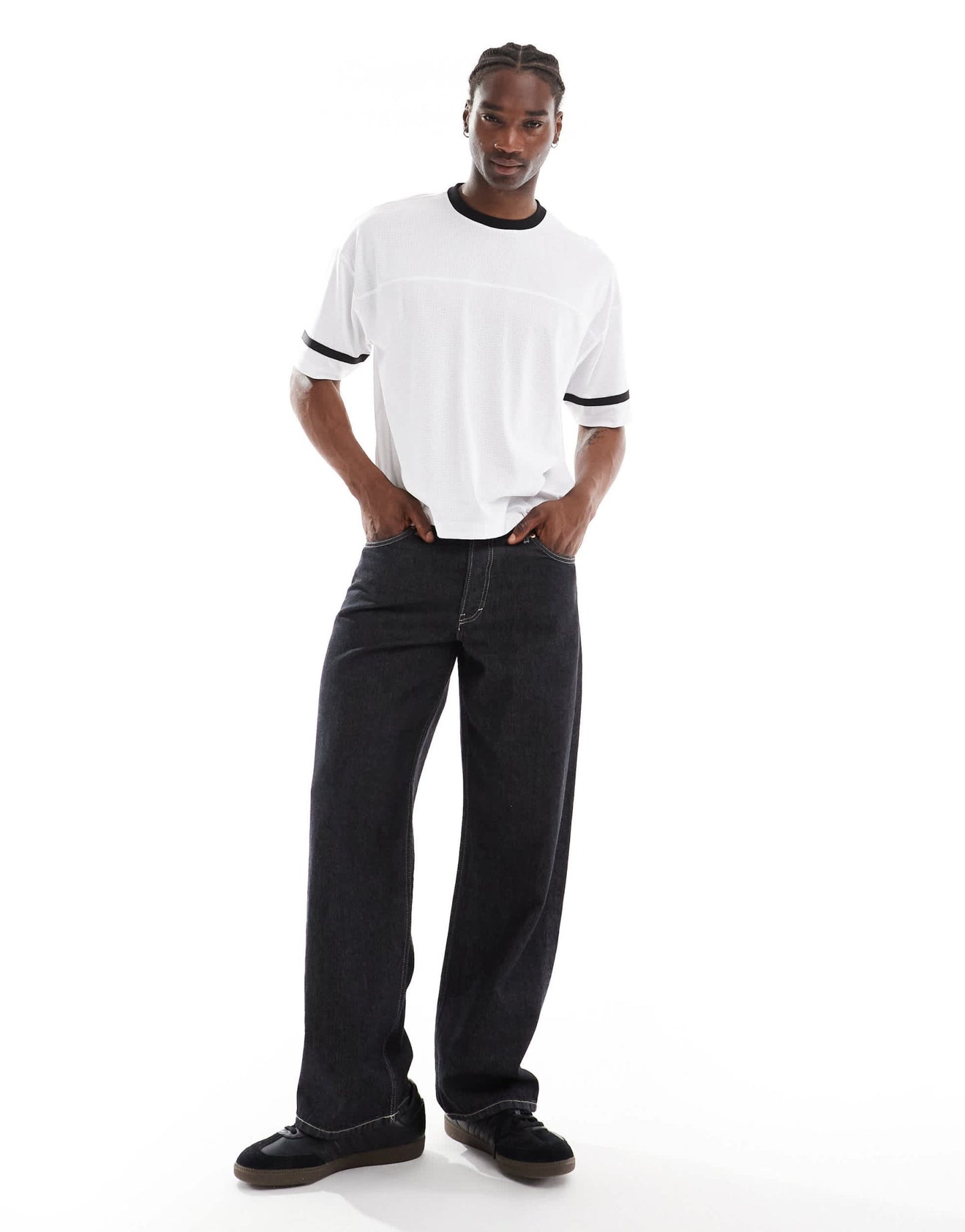 ASOS DESIGN oversized boxy ringer t-shirt with sports feel in white - ASOS Sample Sale EU Store