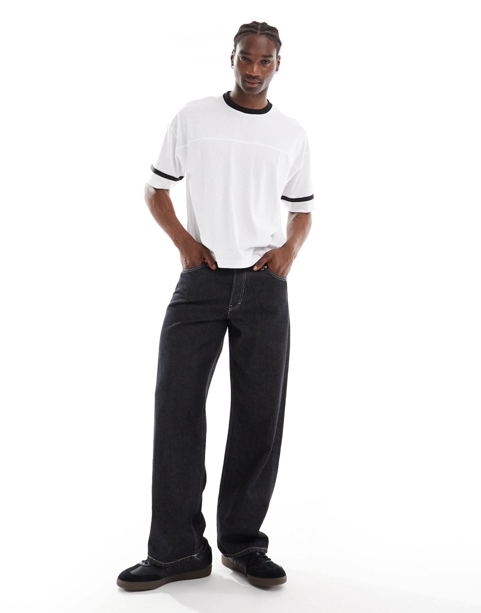 ASOS DESIGN oversized boxy ringer t-shirt with sports feel in white - ASOS Sample Sale EU Store